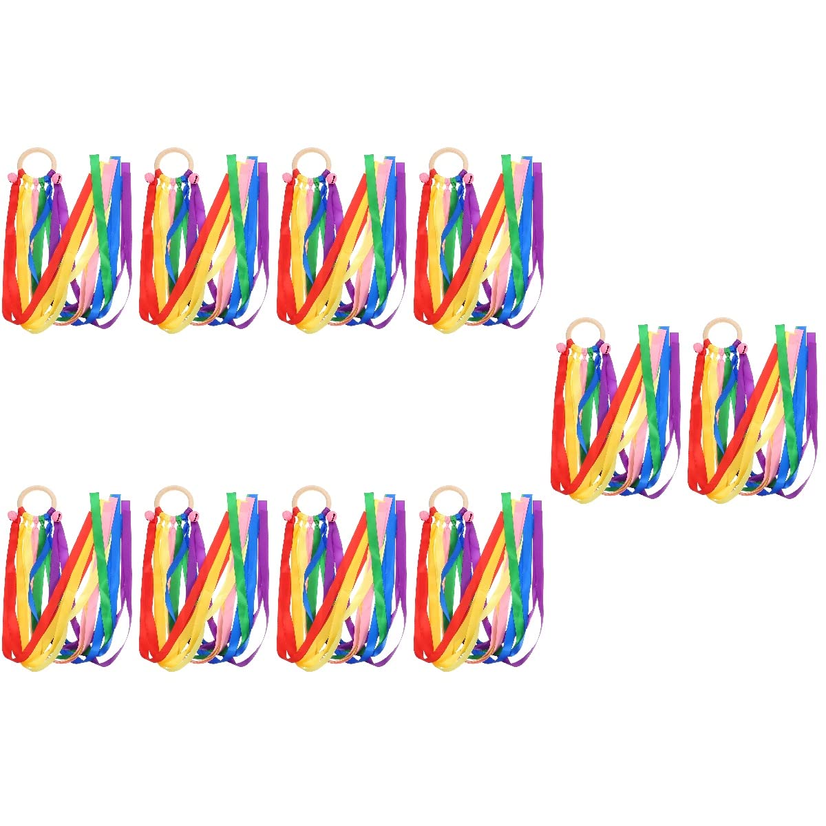 PRETYZOOM 10 Pack Rainbow Ribbon Streamers - Colorful Kids Dance Toys for Early Education & Party Decorations | Perfect for Birthday Parties, Dance Performances & Preschool Learning Activities
