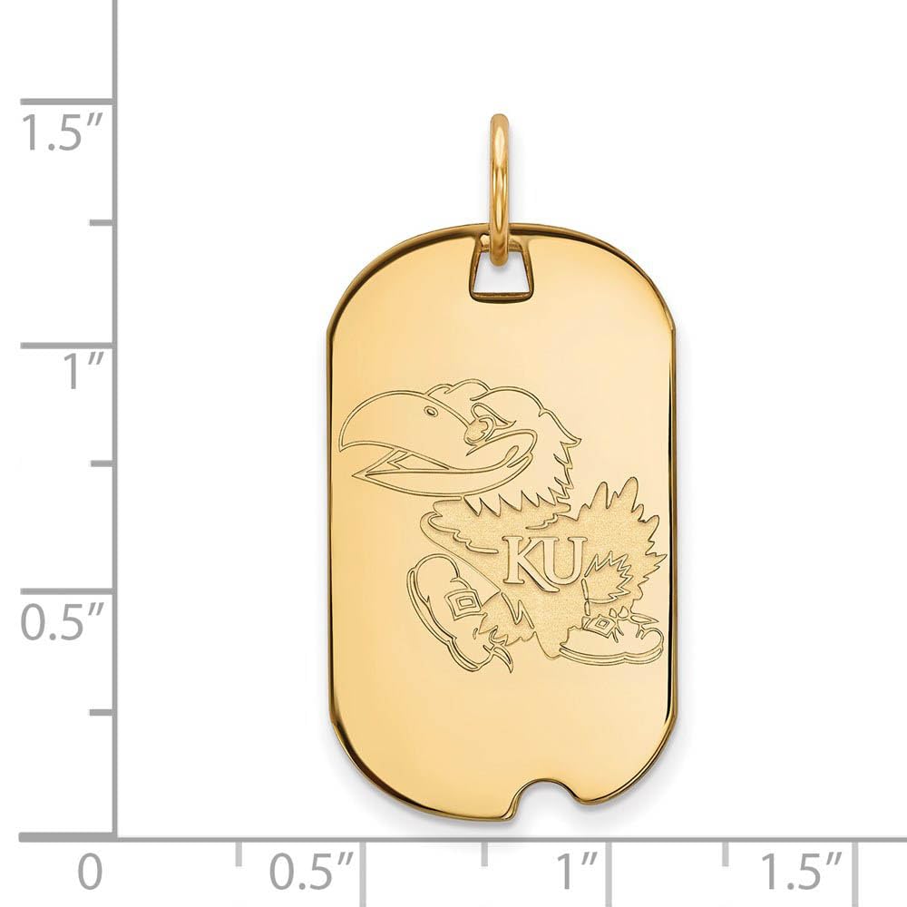 14k Yellow Gold Small (1/2 Inch) Kansas Dog Tag - Perfect for Pet ID, Military Style Jewelry & Personalized Keepsakes