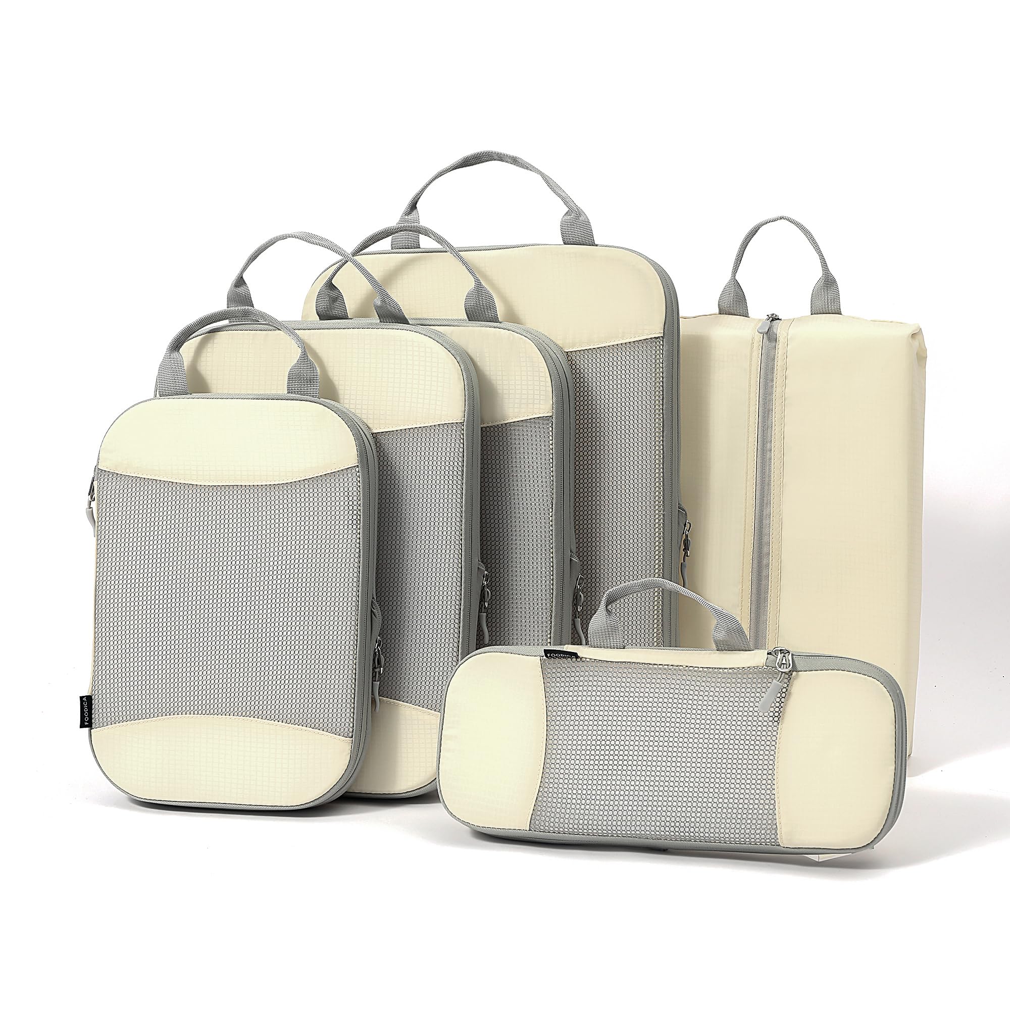 Foodica 6-Piece Compression Packing Cubes Set - Travel Luggage Organizer Bags for Suitcases | Space-Saving Packing Solution for Carry-Ons & Vacations | Perfect for Business Trips, Family Travel & Weekend Getaways