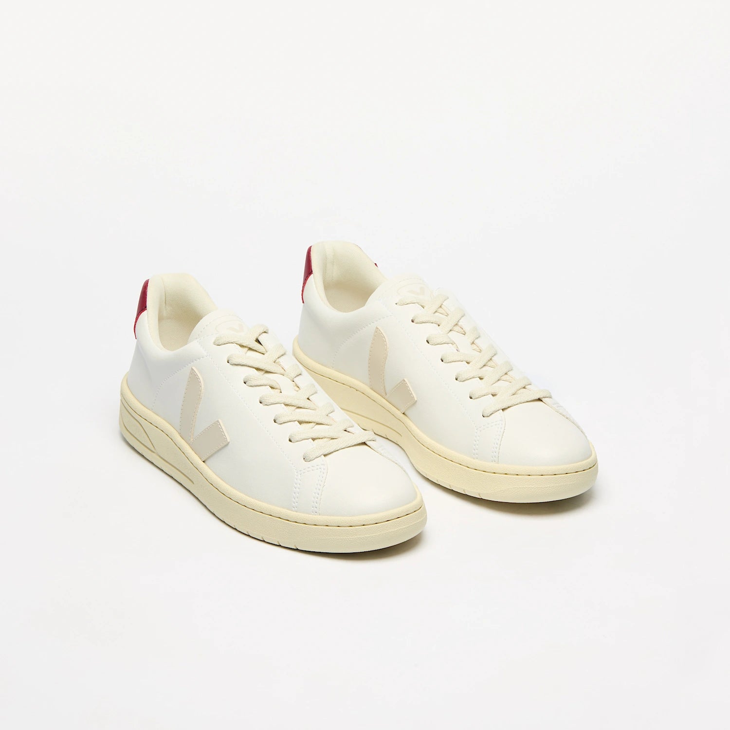 Veja Women's URCA CWL Sneakers in White & Pierre Marsala - Comfortable Vegan Leather Casual Shoes for Walking, Running & Everyday Wear