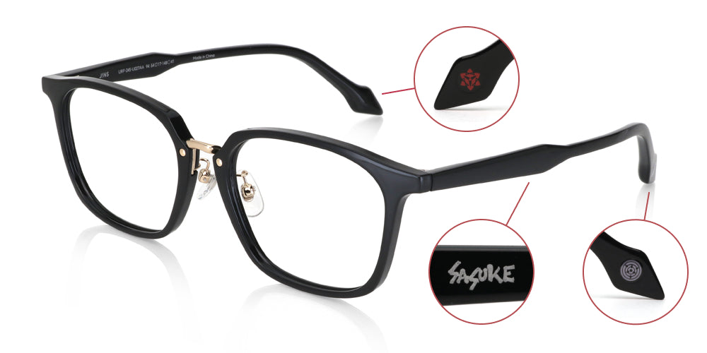 JINS x NARUTO SASUKE Model Black Anime Glasses - Stylish Naruto Cosplay Eyewear for Anime Fans & Collectors | Perfect for Cosplay Events, Comic Con & Daily Fashion