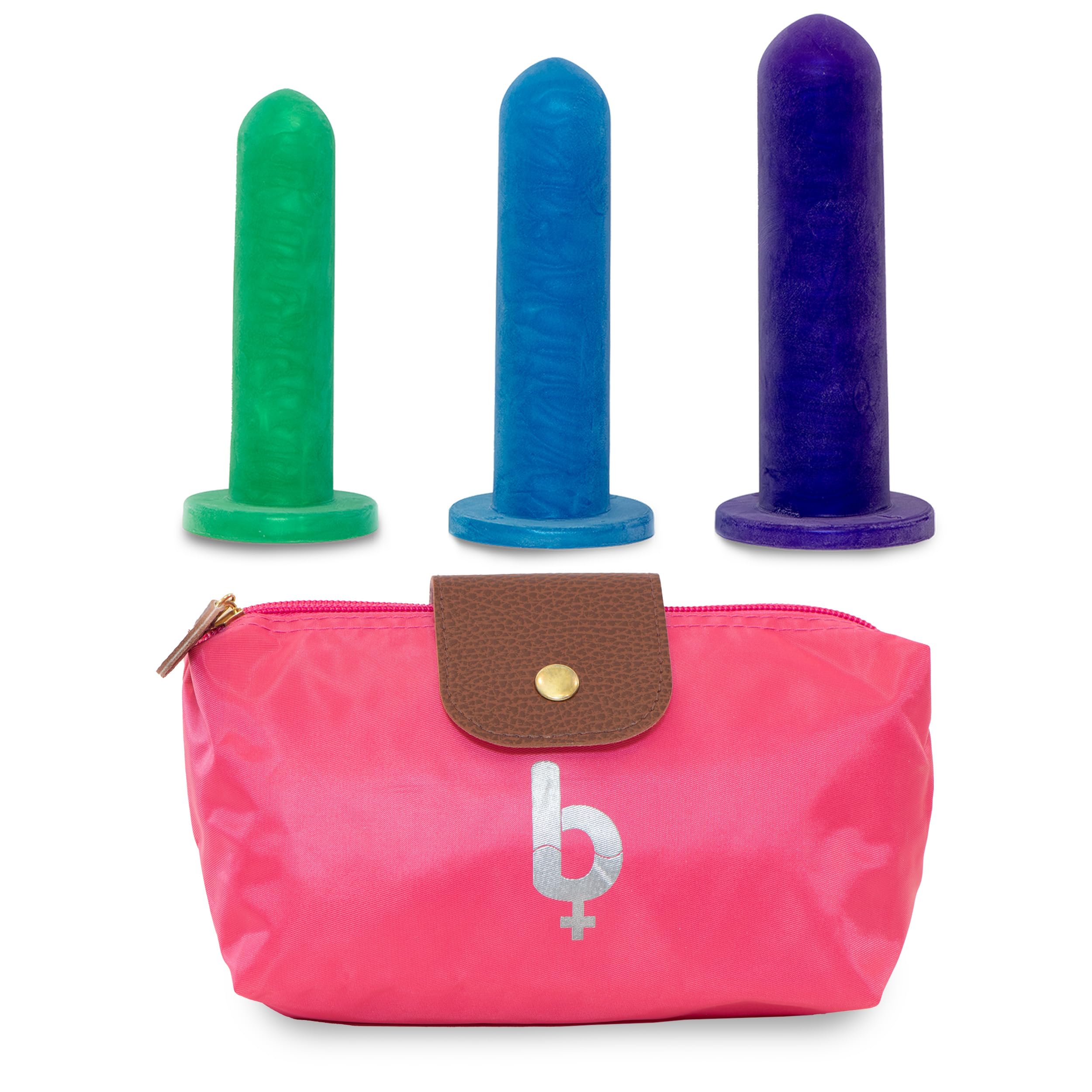 Premium Silicone Pelvic Dilator Kit for Women - Pelvic Floor Muscle Trainer & Stretching Equipment with BioCote Protection - Includes Storage Bag (3-Piece Set) - Ideal for Postpartum Recovery, Pelvic Therapy & Vaginal Health