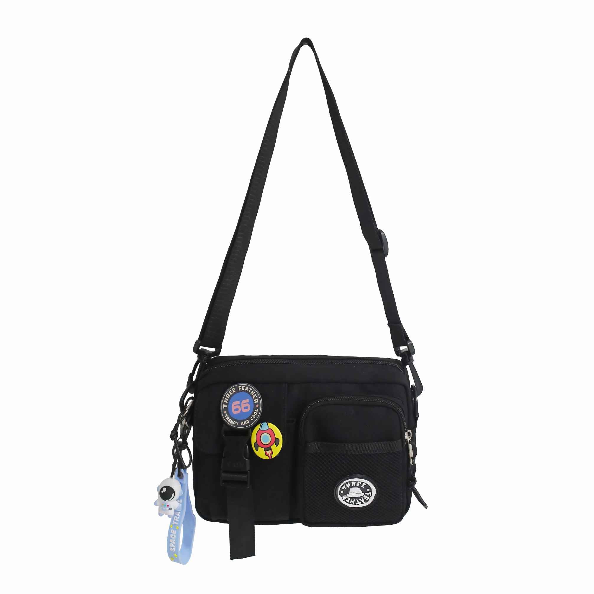 Lefe Liee Men's Black Crossbody Bag - Small Messenger Sling Shoulder Bag for Men | Durable & Stylish | Perfect for Travel, Work & Daily Use | Great Gift for Him