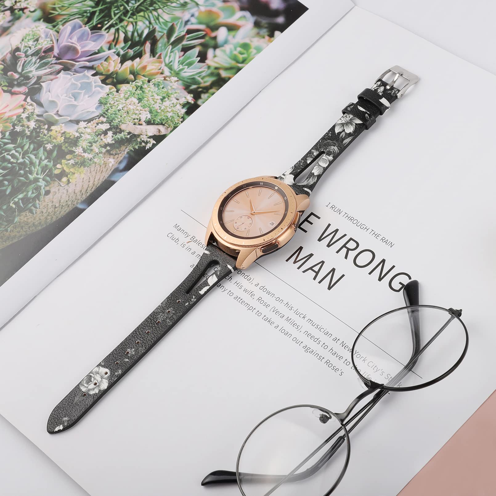 Premium 20mm Leather Watch Band Compatible with Samsung Galaxy Watch 7/6/5/4/3 & Active 2 | Vivoactive 3 | Stylish Replacement Strap for Men & Women | Perfect for Work, Gym & Everyday Wear