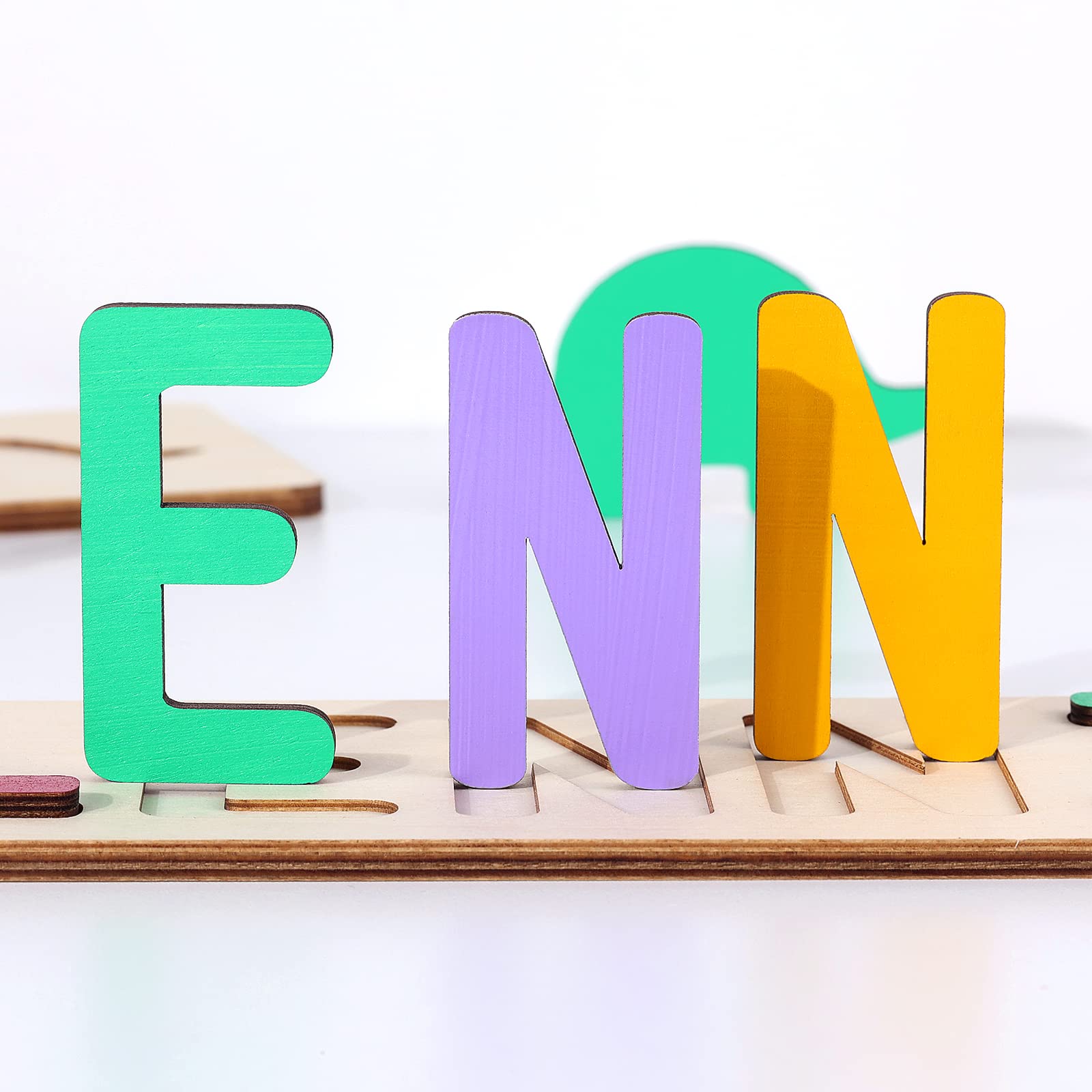 Custom Personalized Wooden Name Puzzle for Toddlers - 2 Names, Up to 9 Letters - Educational Pegged Learning Toy for Preschool Kids - Perfect Easter, Christmas & Birthday Gift for Boys and Girls - Great for Early Childhood Development & Montessori Learning Activities