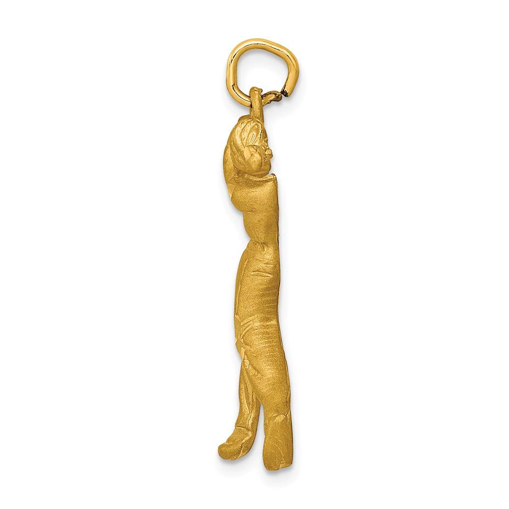 14K Solid Yellow Gold Male Golfer Charm Pendant - 32mm x 13mm - Perfect for Golf Enthusiasts & Jewelry Collectors - Great Gift for Birthdays, Father's Day & Retirement