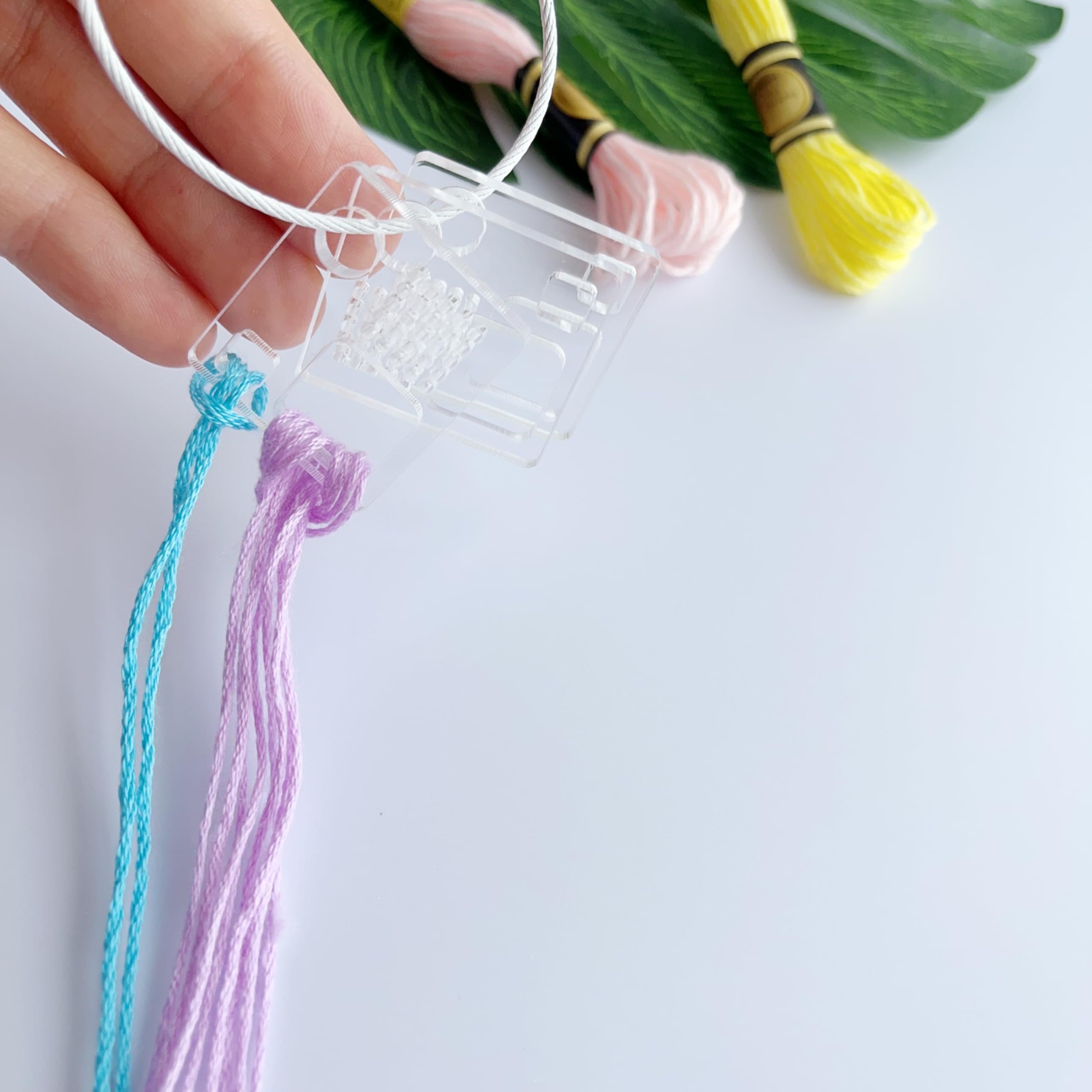 20-Piece Mini Acrylic Floss Swatch Set with Variegated Thread - Perfect for Cross Stitch, Embroidery & Needlework Projects - Floss Drops for Organized Crafting