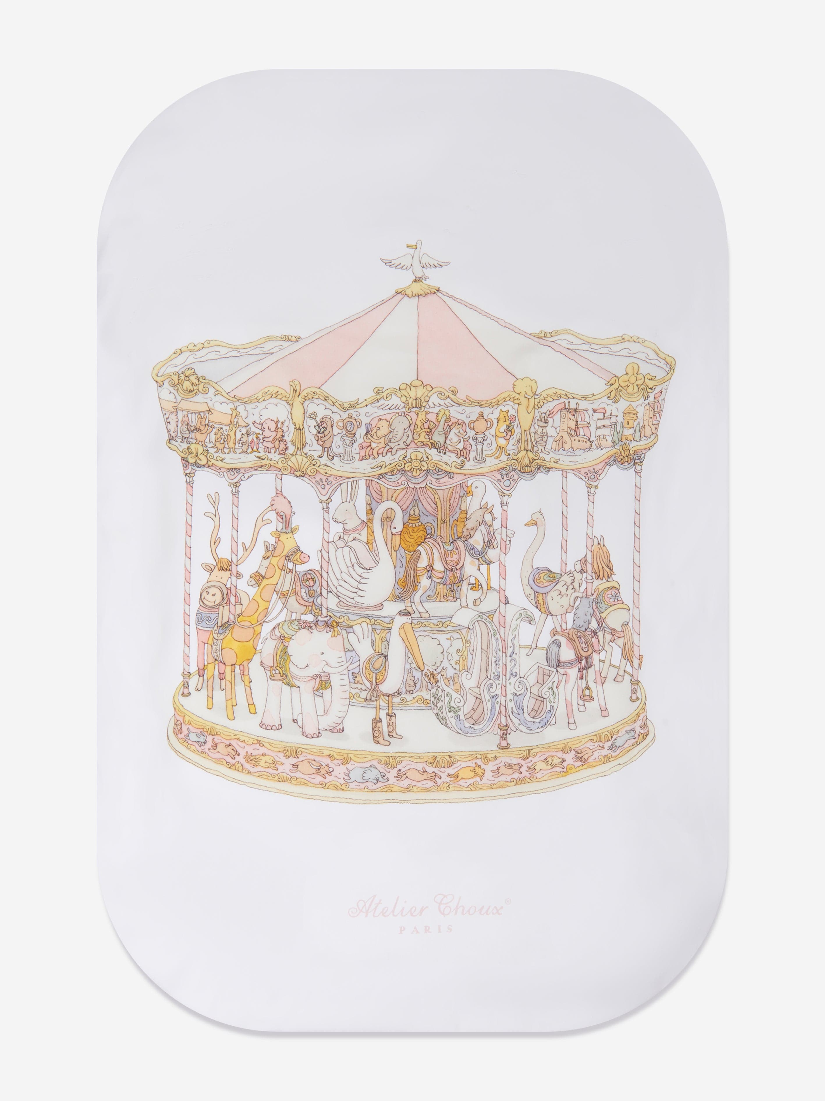 Atelier Choux Baby Girls Carousel Fitted Crib Sheet - Pink 140cm (55