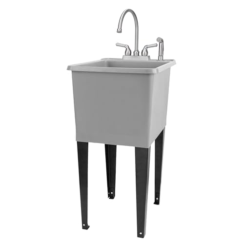 Grey Tub, Stainless Faucet