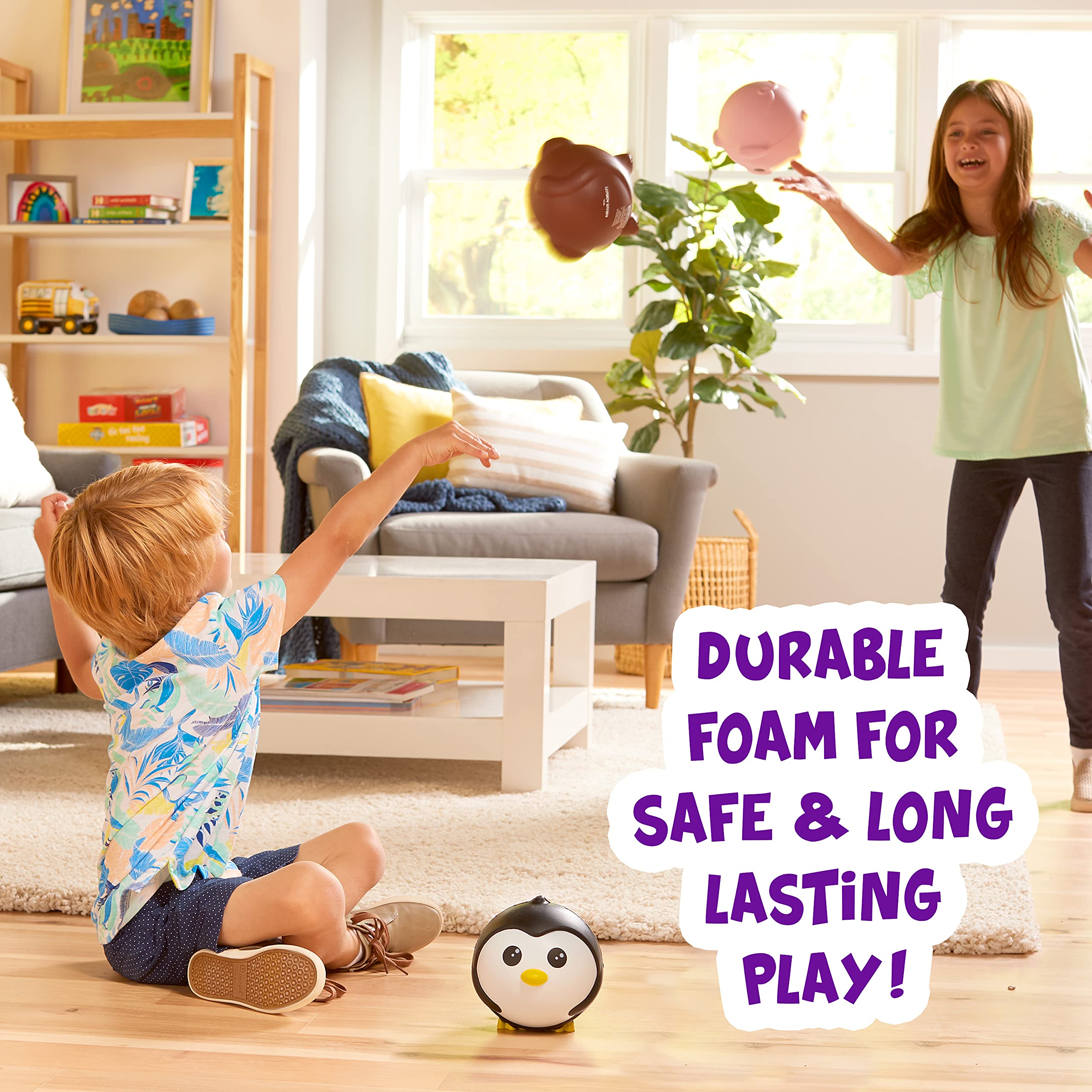 Franklin Sports Animal Ball Friends - 6 Inch Soft Foam Balls for Kids - Pink Pig Squishy Toy for Indoor/Outdoor Play, Toddler Sensory Toys, Birthday Gifts & Party Favors