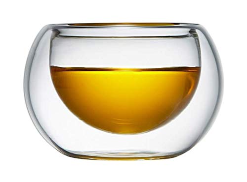 5-Piece Set Double Walled Glass Sake Cups with Stoppers - Modern Transparent Wine Decanter for Japanese Sake, Whiskey & Cocktails - Perfect for Dinner Parties, Gifts & Home Bar Decor