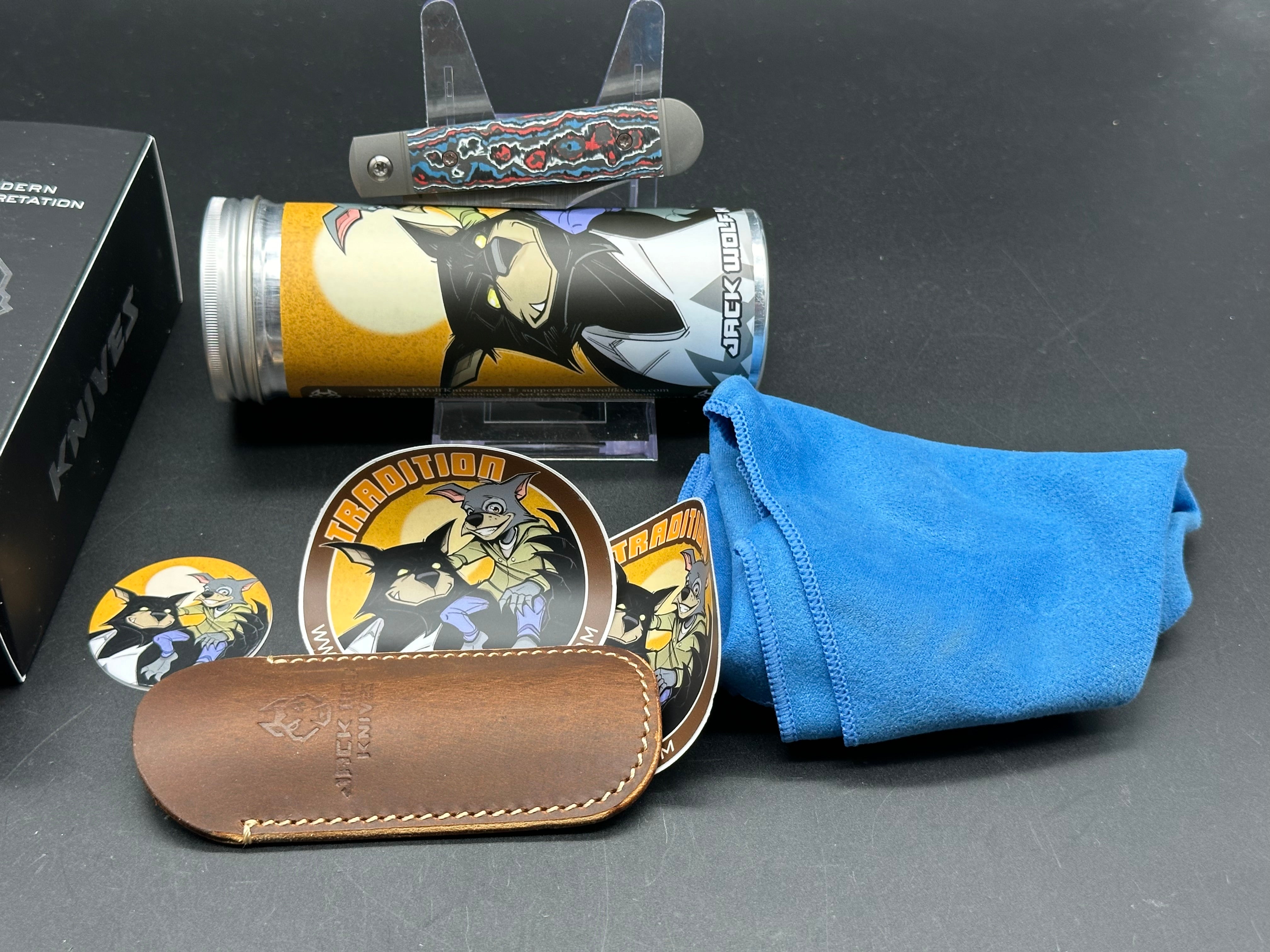 Jack Wolf Knives Little Bro Jack Fat Carbon Nebula Folding Pocket Knife - EDC, Outdoor, Camping & Survival Gear