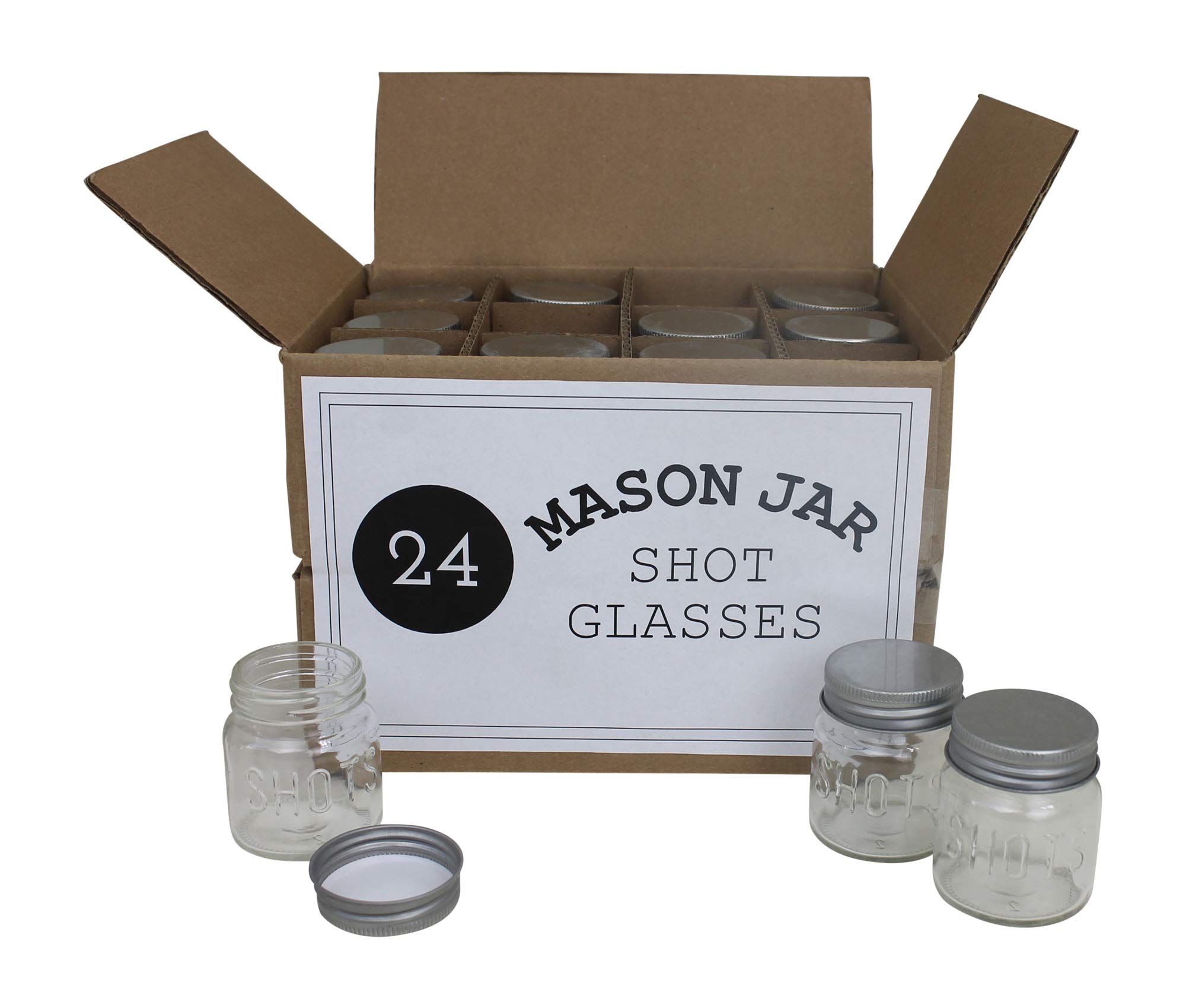 24-Pack 2oz Mason Jar Shot Glasses with Leakproof Lids - Perfect for Cocktails, Party Favors, Wedding Decor, DIY Crafts & Candle Making - Ideal for Home Bars, Bridal Showers & Gift Giving