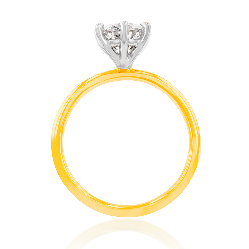 18K Yellow Gold 1.00 Carat Diamond Solitaire Engagement Ring for Women - Perfect for Proposals, Anniversaries & Special Occasions