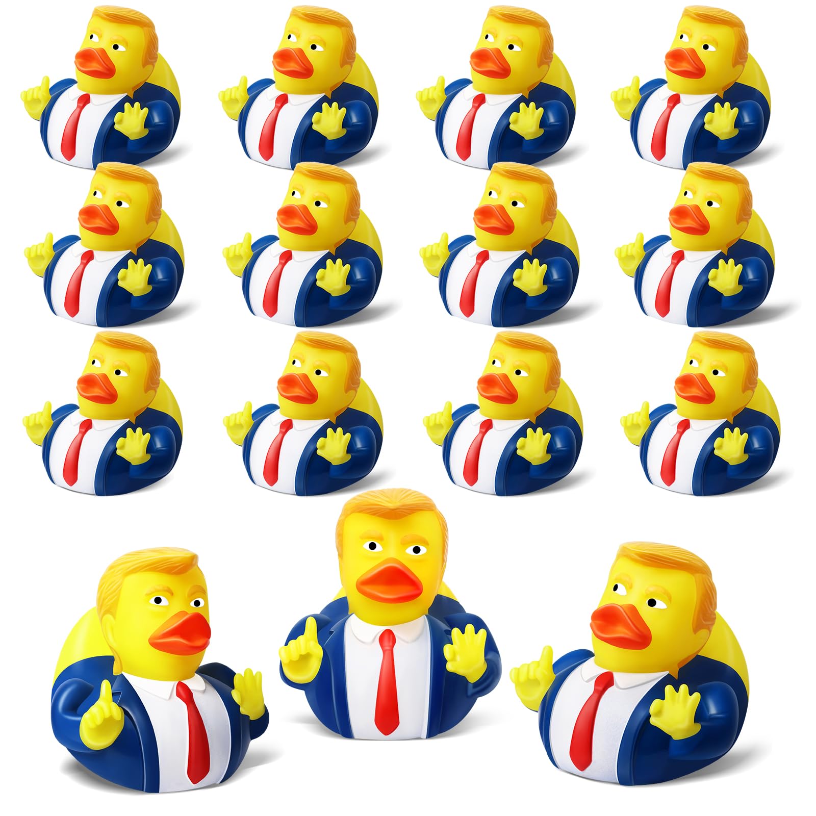 12 Pcs Donald Trump Rubber Duckies - Funny President-Themed Bath Toys for Kids & Adults, Great for Jeep Ducking Gifts, Easter Basket Stuffers & Car Dashboard Decorations - Perfect for Bath Time, Prank Gifts & Political Humor Collections