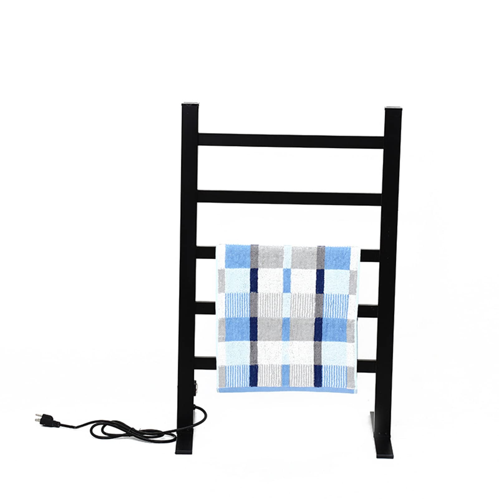Black Electric Heated Towel Rack - Free Standing Bathroom Towel Warmer with 5 Aluminum Bars & Waterproof Switch (500x110x800mm) - Perfect for Spa, Luxury Hotels & Cozy Home Bathrooms