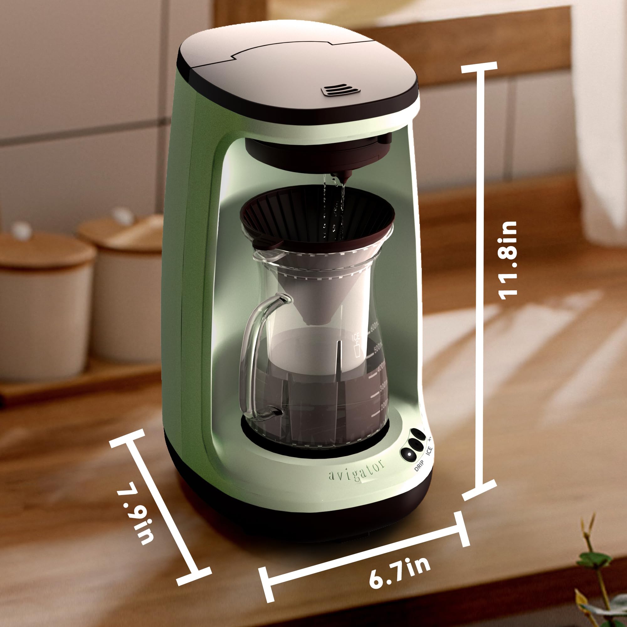 Best Iced Coffee Maker - Hot & Cold Brew Coffee Machine with Self-Cleaning, Single Serve Coffee Maker for Ground Coffee, 4-5 Cups Capacity - Perfect for Home, Office, RV & Camping - Enjoy Refreshing Iced Coffee or Hot Brew Anytime (Green)