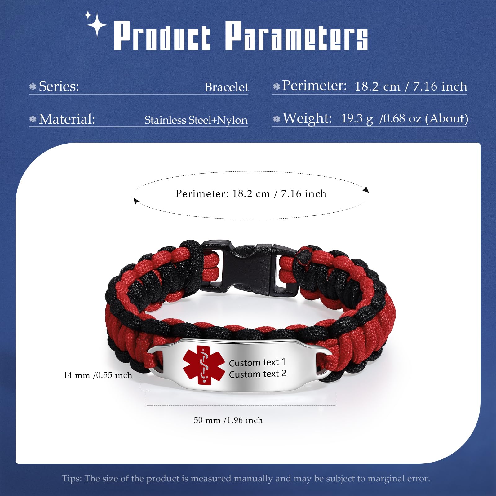 Custom Medical Alert Bracelets for Women - Stainless Steel & Nylon Medical ID Bracelets with Engraved Emergency Info | Perfect for Diabetes, Allergies & Senior Safety