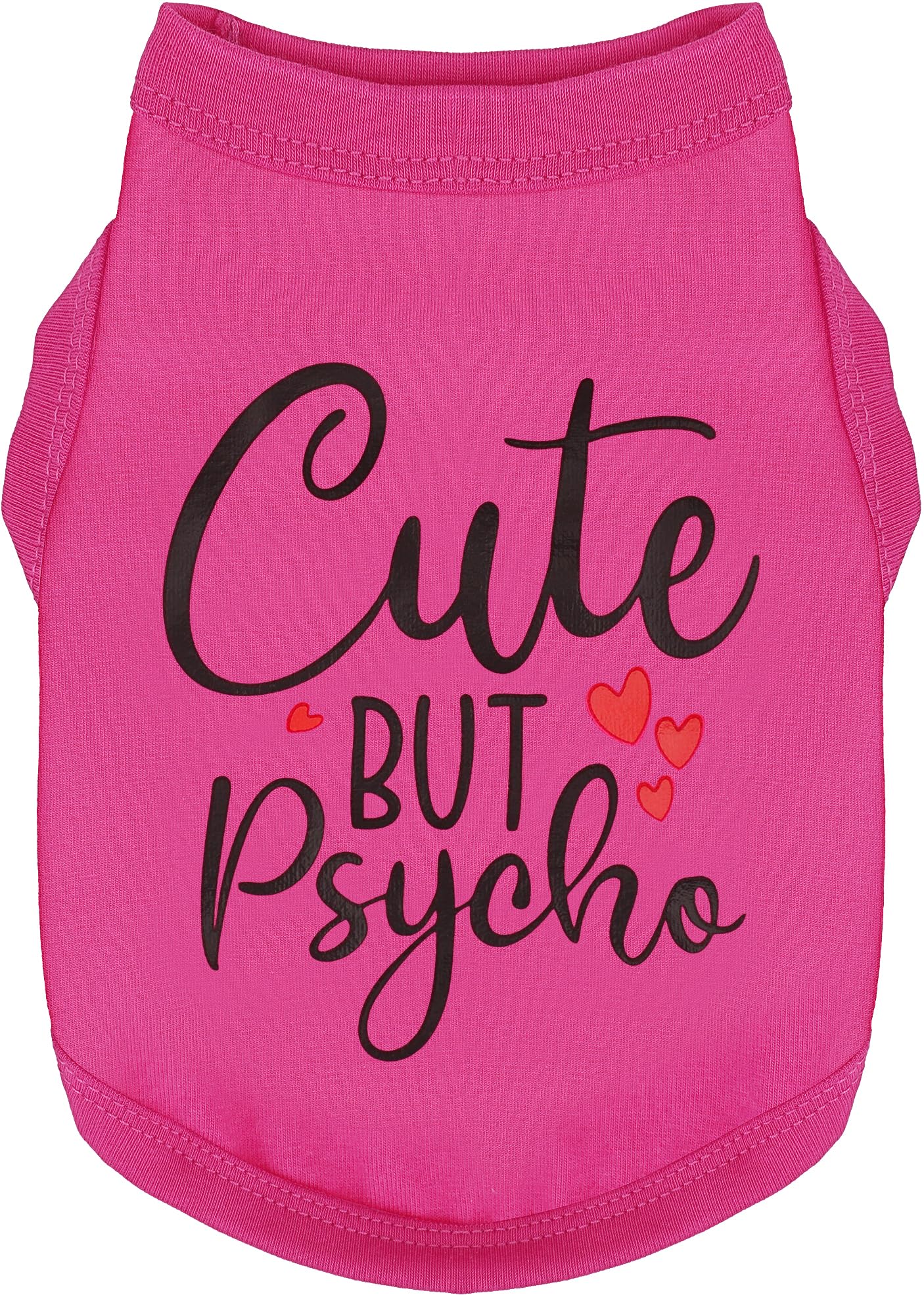 Cute but Psycho Dog Shirt - Soft Cotton Puppy Vest for Small & Medium Dogs | Playful Rose Red XS Pet Apparel | Perfect for Walks, Photos & Gifts