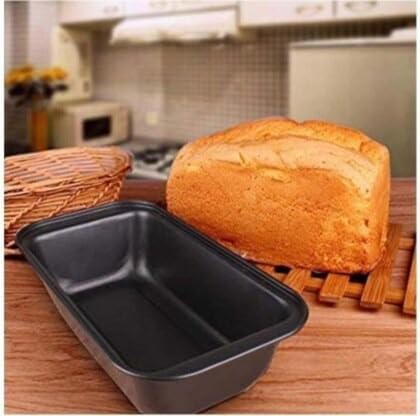 Premium Non-Stick Carbon Steel Rectangle Cake Pan - Teflon Coated Baking Tray for Bread, Loaf & Cake - Microwave & OTG Safe - Ideal for Home Baking, Birthday Parties & Professional Bakeries (Large, Black)