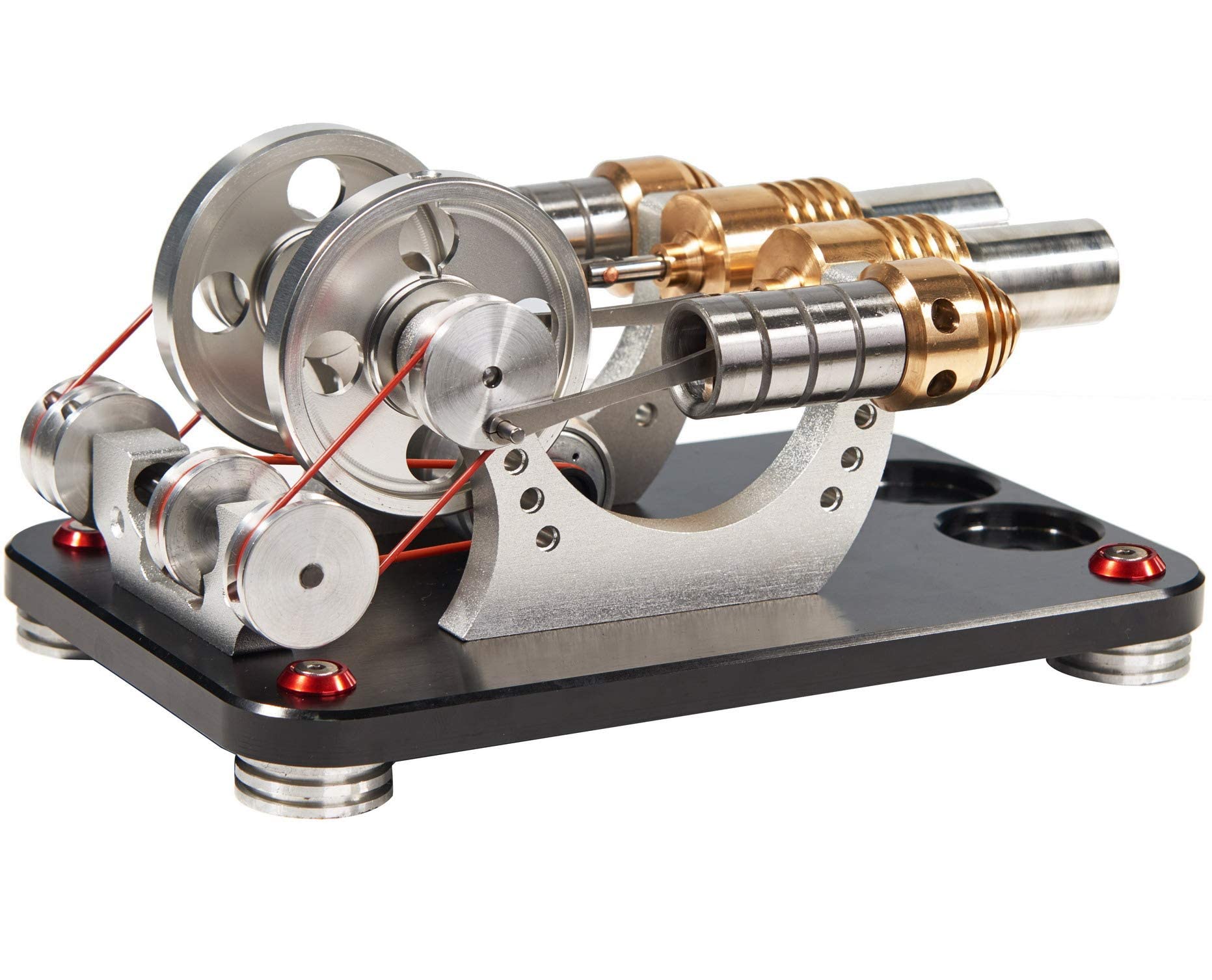 Hot Air Stirling Engine Model Kit - Educational DIY Science Toy with LED Lights & Power Generator for Adults & Engineers - Perfect for Classroom Teaching, STEM Learning, and Desktop Decoration Gift (M16-22DBK)