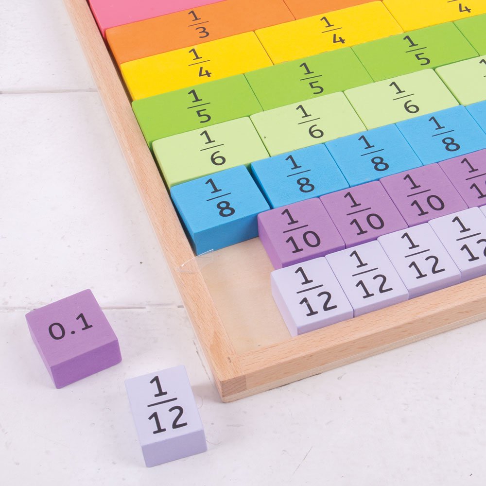 Bigjigs Toys Educational Fractions & Decimals Learning Tray - Math Teaching Aid for Kids, Homeschool & Classroom Activities (STEM Learning Toy for Elementary Students)