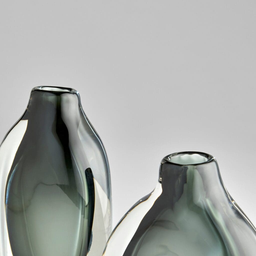 Cyan Design 11374 Moraea Vase - Small Blue & Clear Glass Vase for Home Decor, Wedding Centerpieces, Floral Arrangements