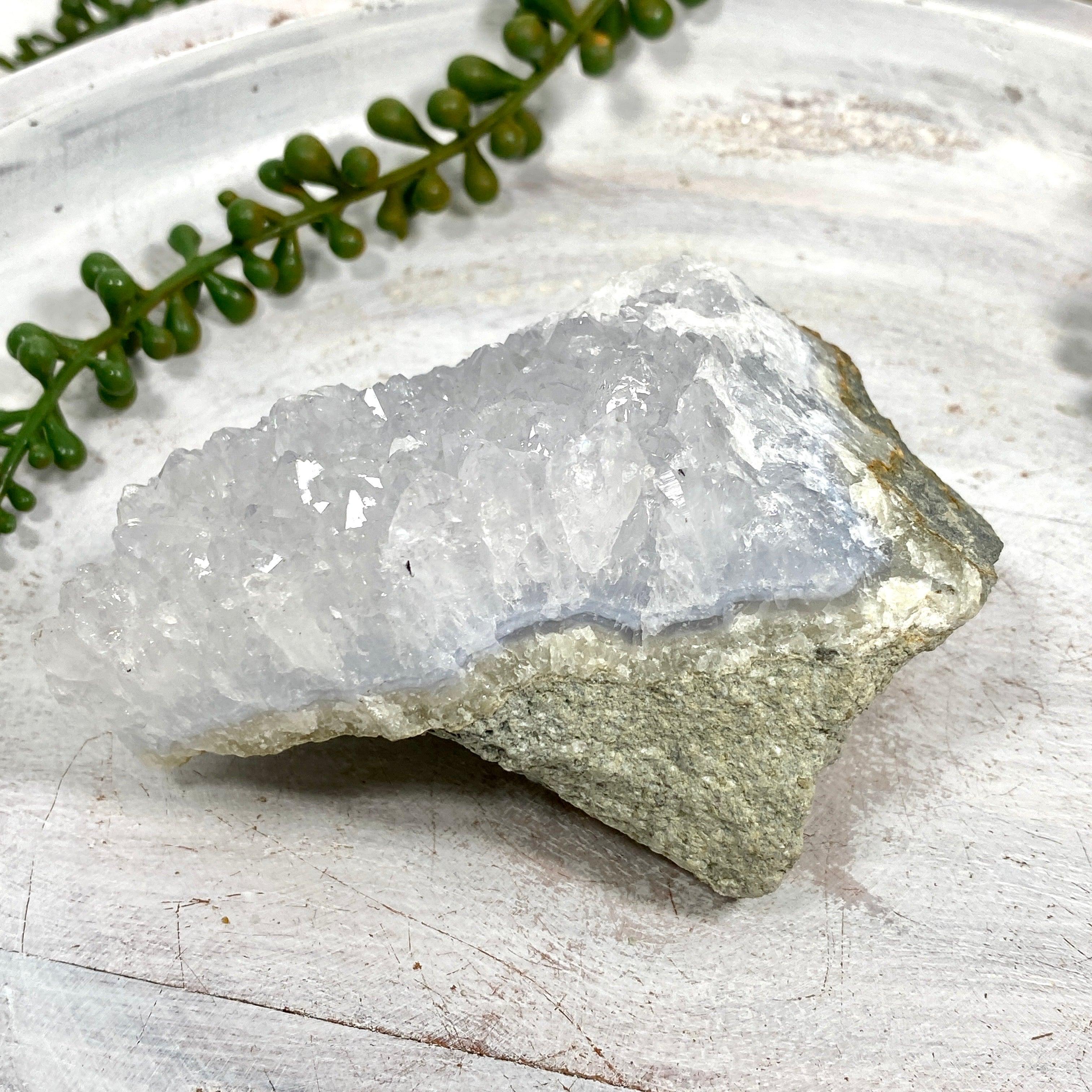 Natural Blue Lace Agate Raw Crystal Stone - Healing Gemstone for Meditation, Chakra Balancing & Home Decor (CR3528) - Perfect for Spiritual Healing, Yoga Practice & Crystal Collection Display