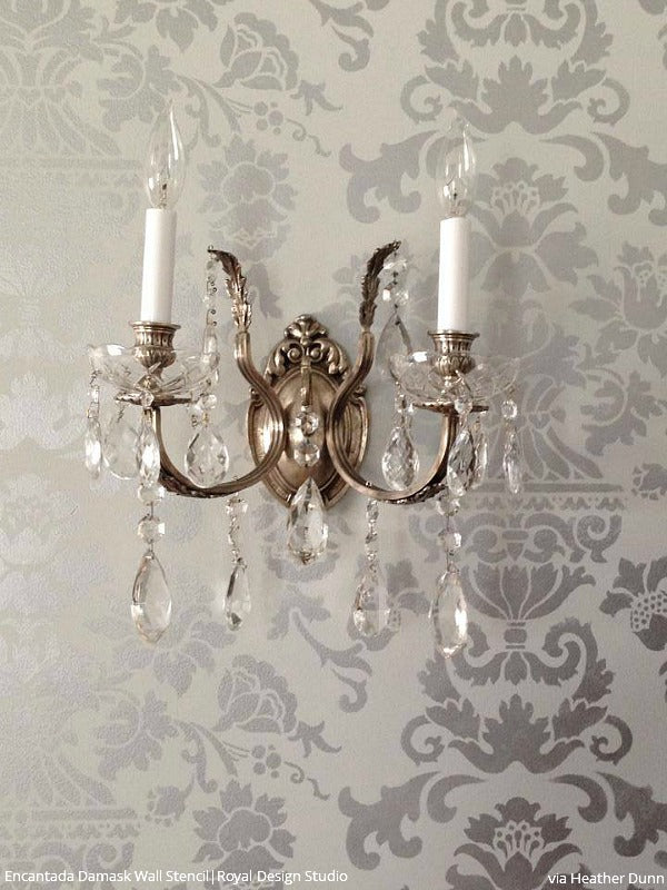 Encantada Damask Stencil - Reusable DIY Wall Stencils for Painting, Home Decor, and Crafts | Perfect for Furniture, Walls, and Fabric Projects