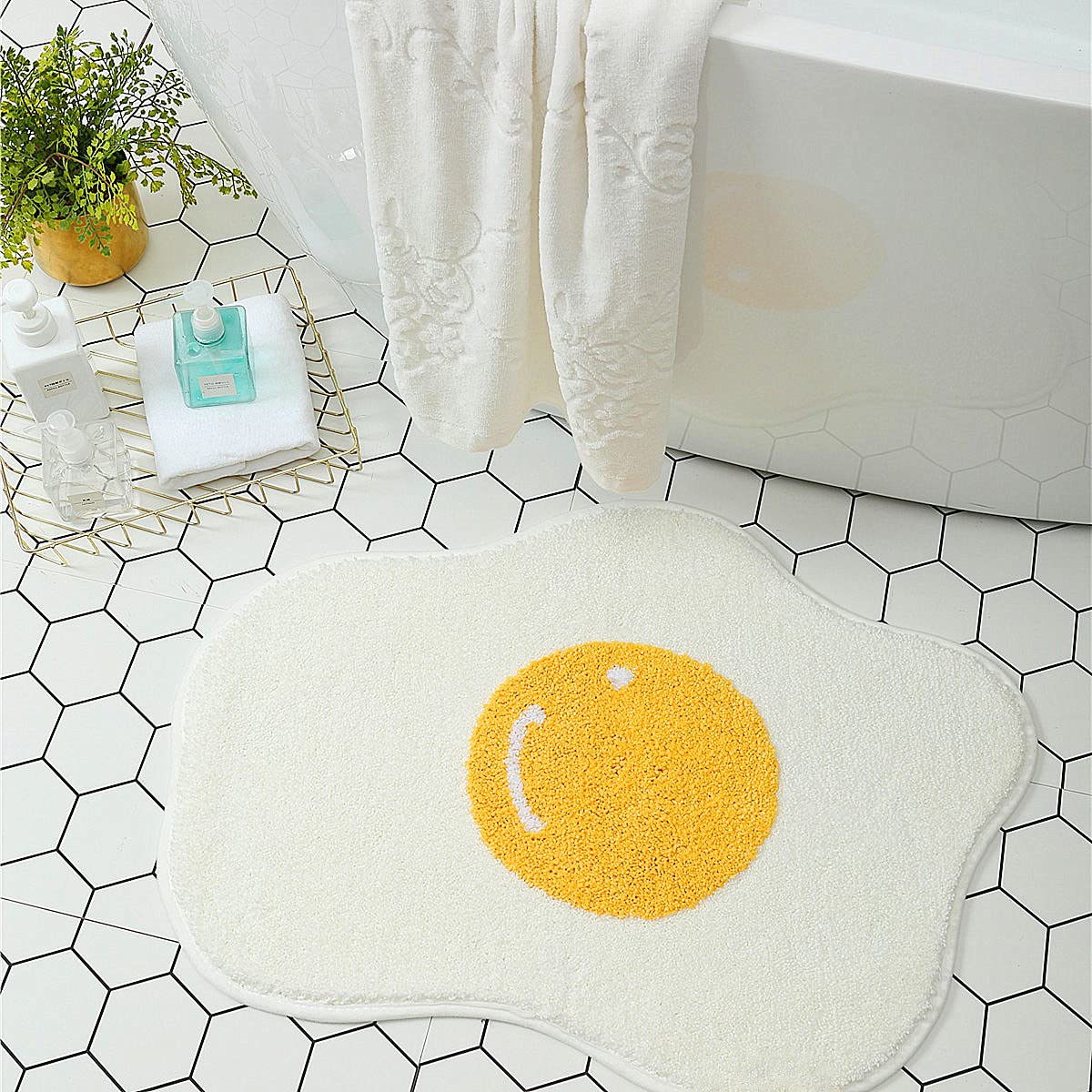 UKELER Soft Non-Slip Egg Shaped Bath Mat 29.5