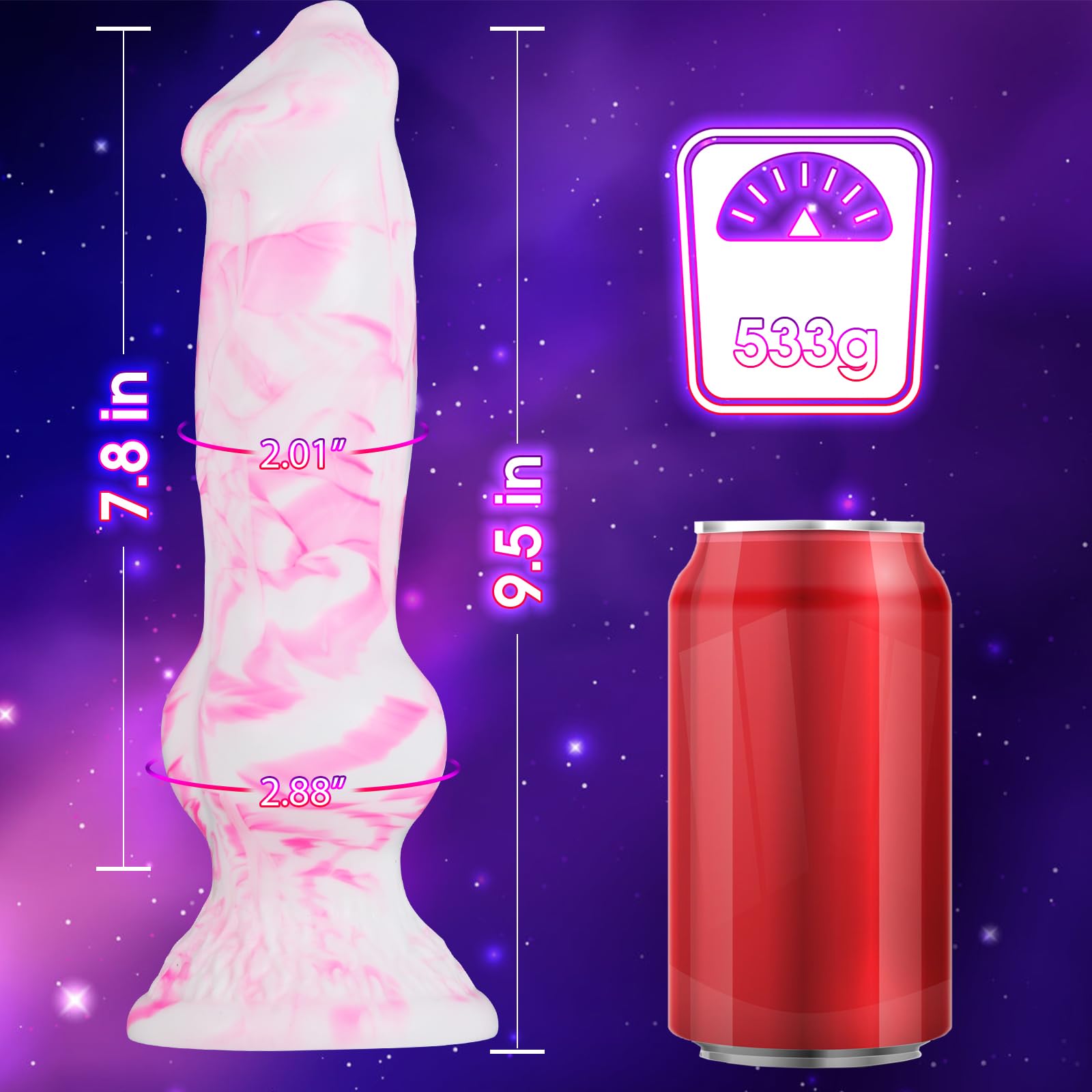 9.5 Inch Realistic Dog Knot Dildo with Suction Cup - 2.88