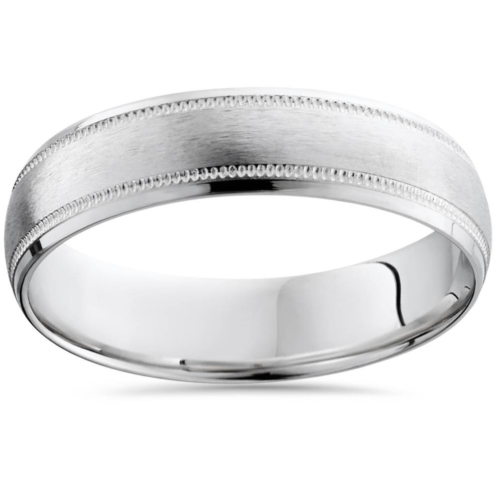 Men's 6mm Satin White Gold Wedding Band Ring - Perfect for Engagement, Anniversary & Formal Occasions