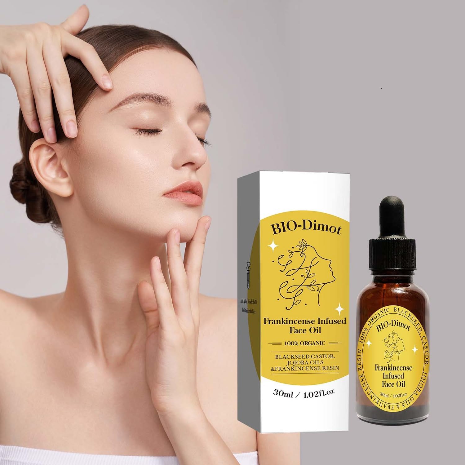 2Pcs Organic Frankincense Resin Oil & Castor Oil for Face - Natural Anti-Aging Facial Serum with Black Seed | Moisturizing Skin Care for Dry Skin, Wrinkles & Fine Lines | Perfect for Night Routine & Daily Hydration