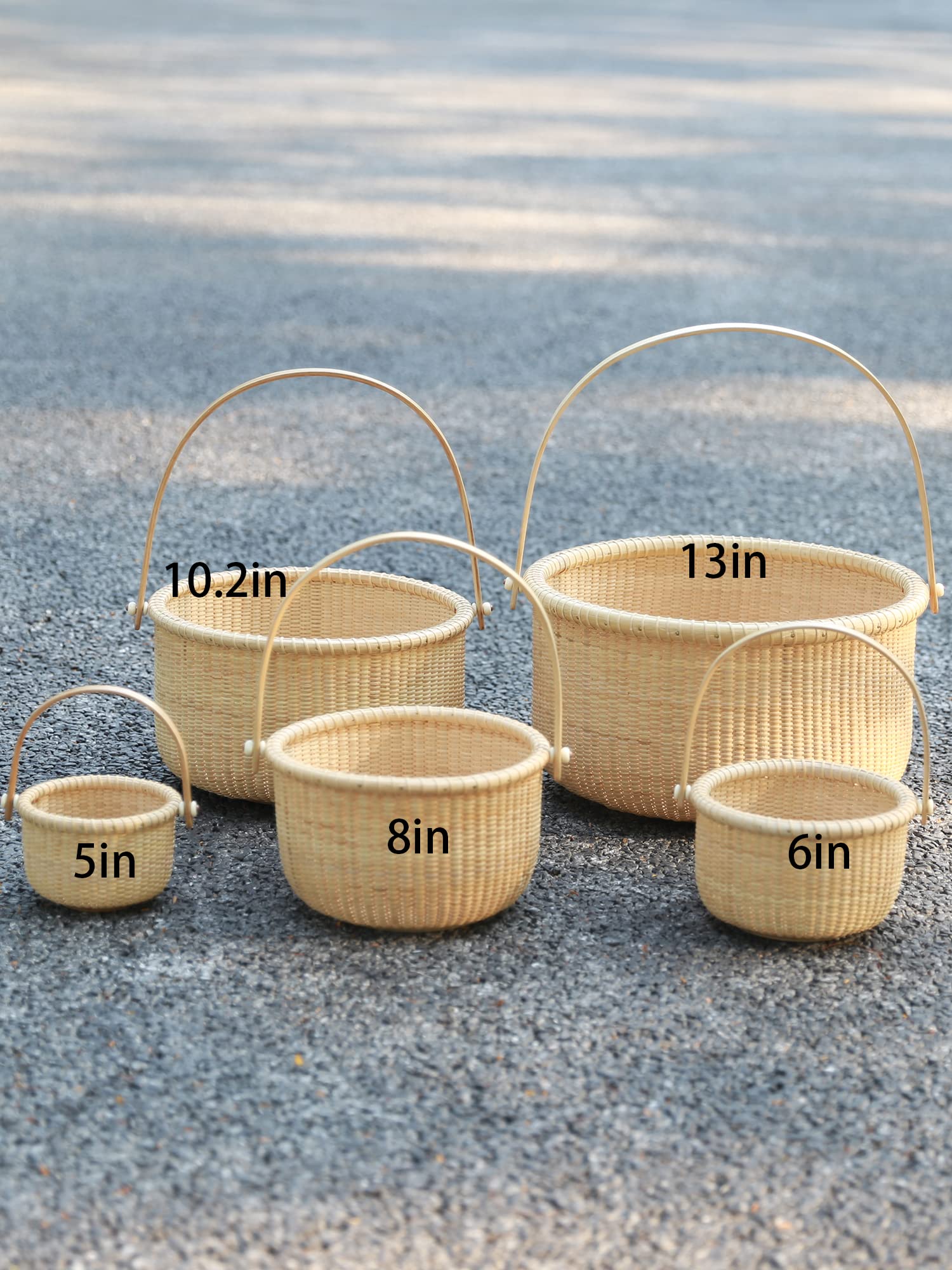Classic Nantucket Round Woven Rattan Basket with Wood Knob Handles - Storage Organizer for Fruits, Toys & Home Decor | Handwoven Tote Cube Container for Kitchen, Bathroom & Nursery Organization