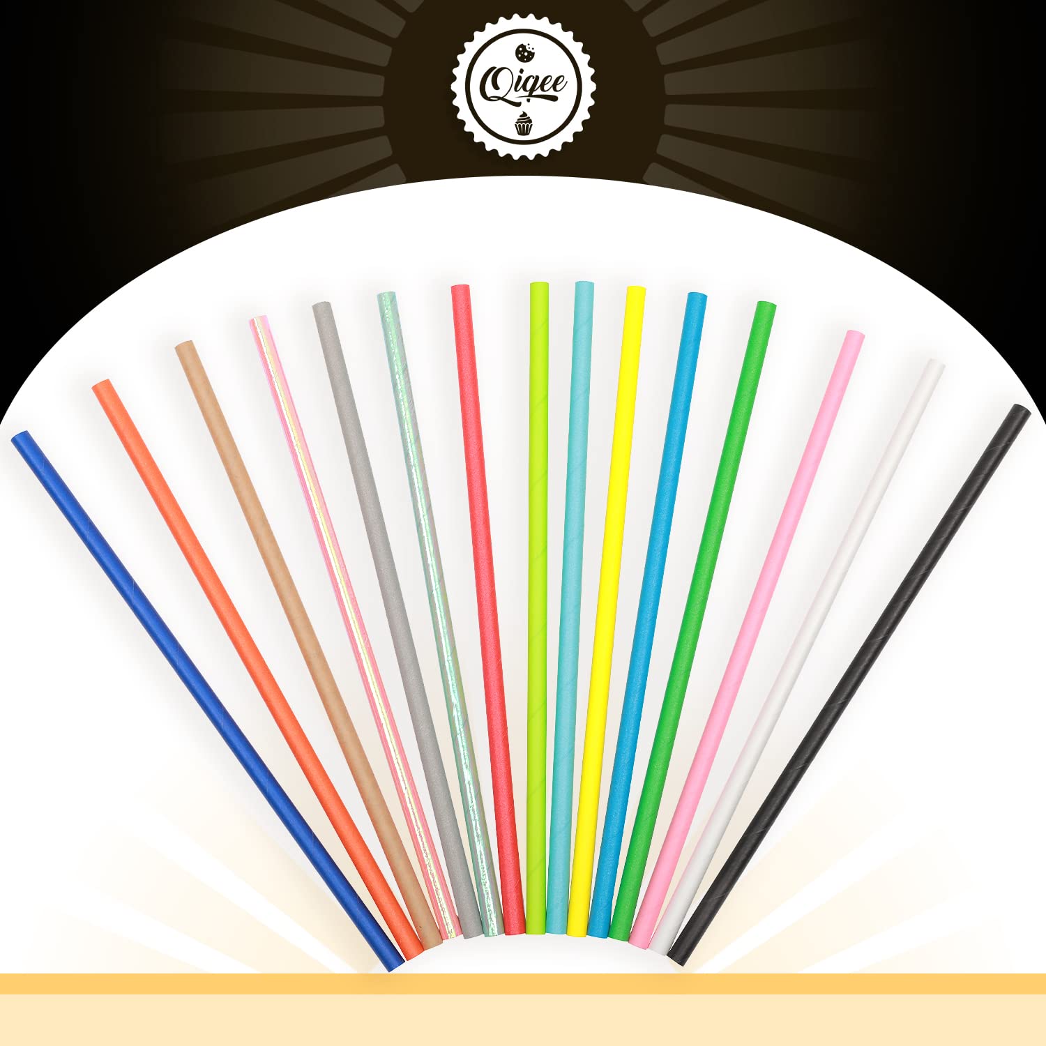 Colorful Disposable Paper Straws 150-Pack - 15 Solid Rainbow Colors - Eco-Friendly Drinking Straws for Parties, Weddings, and Summer Beverages