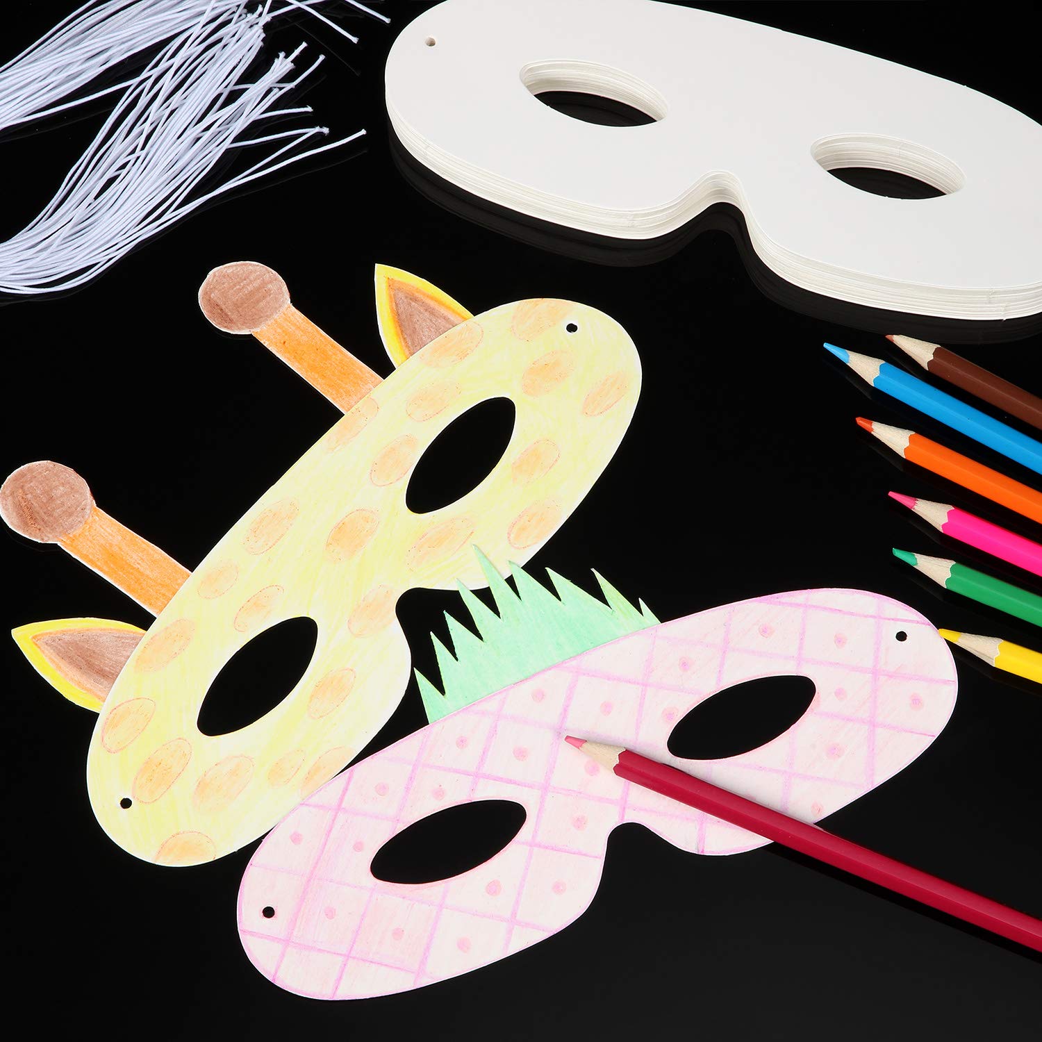 40-Pack White Die-Cut Mardi Gras Mask Craft Paper - DIY Masquerade Masks, Blank Eye Masks for Kids, Party Decorations & Costume Accessories - Perfect for Carnival, Halloween, and School Art Projects