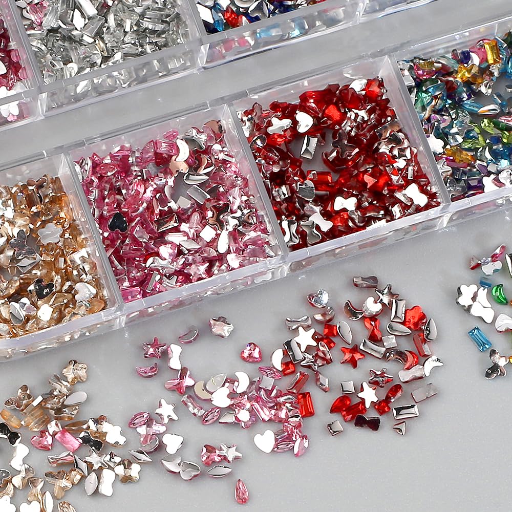 2000pcs 3D Flatback Rhinestones for Nail Art - Colorful Resin Nail Gems & Charms for DIY Nail Design, Women's Nail Jewelry - Perfect for Nail Salons, Home Manicures, and Crafting Projects