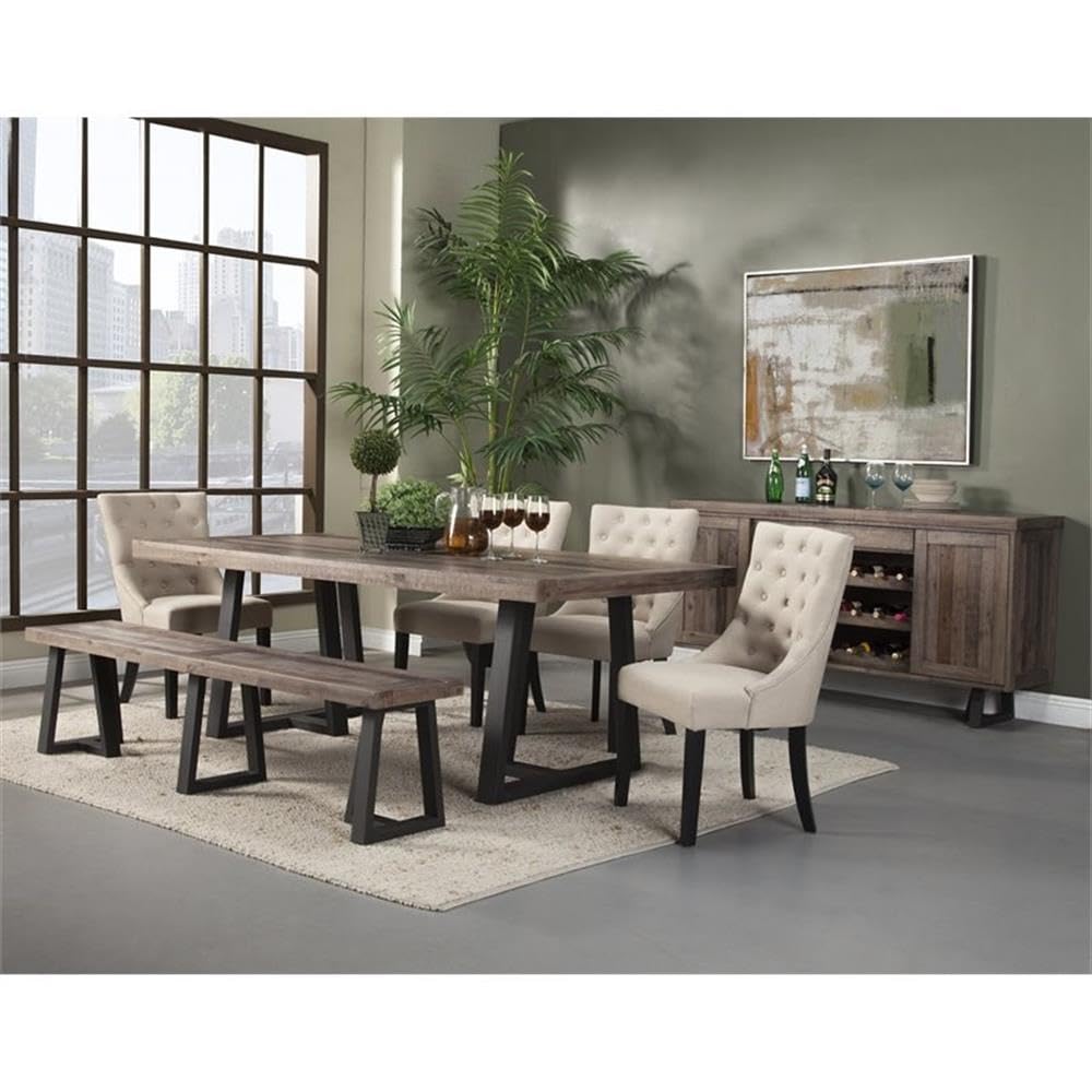 Modern Home Square 4-Piece Dining Set with Table, Bench & Sideboard - Perfect for Small Spaces and Cozy Family Meals