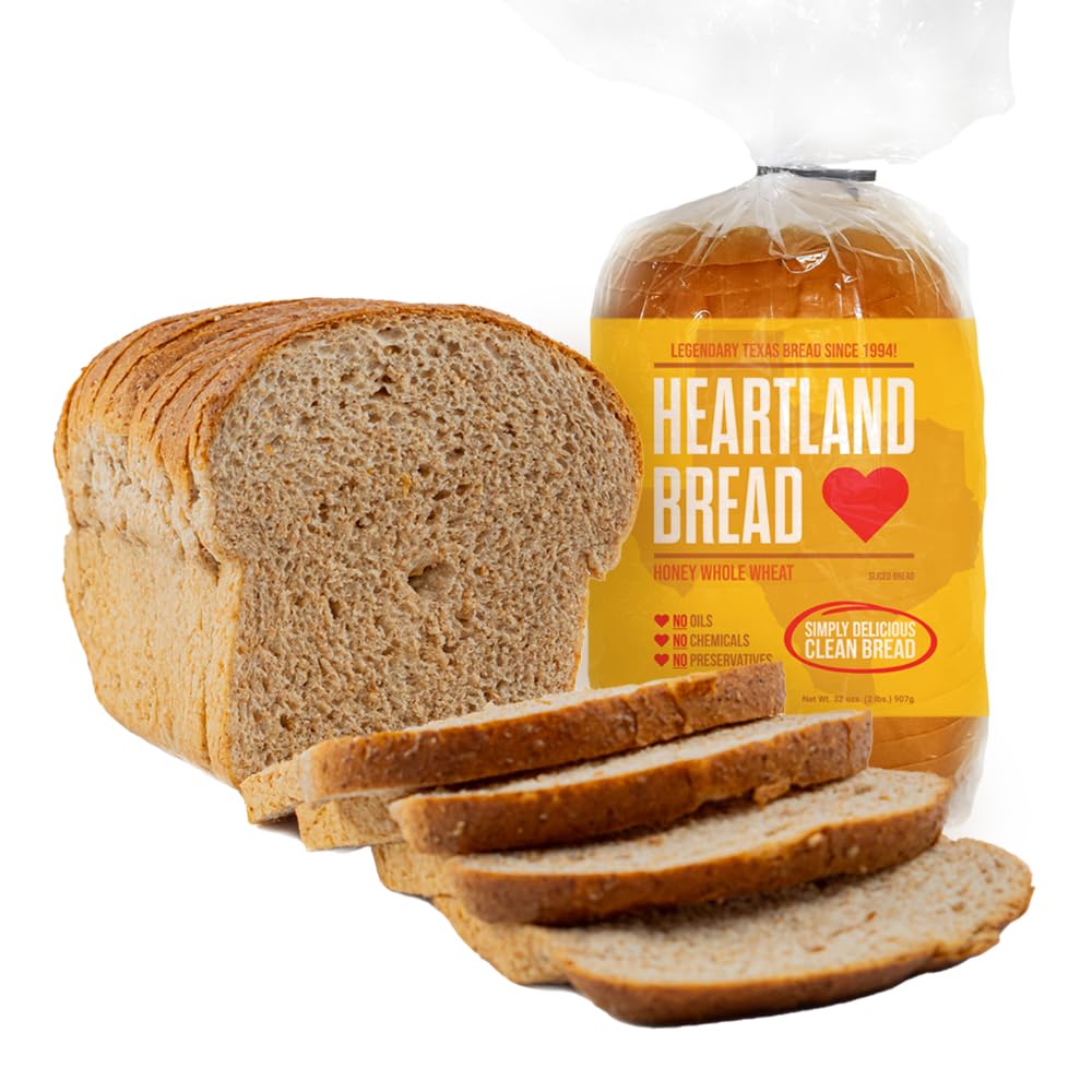 Heartland Bread Organic Honey Whole Wheat Bread - 32oz Sliced Loaf, No Fats, Oils, Chemicals or Preservatives | 100% Natural Homemade Taste | Perfect for Sandwiches, Toast & Healthy Breakfast