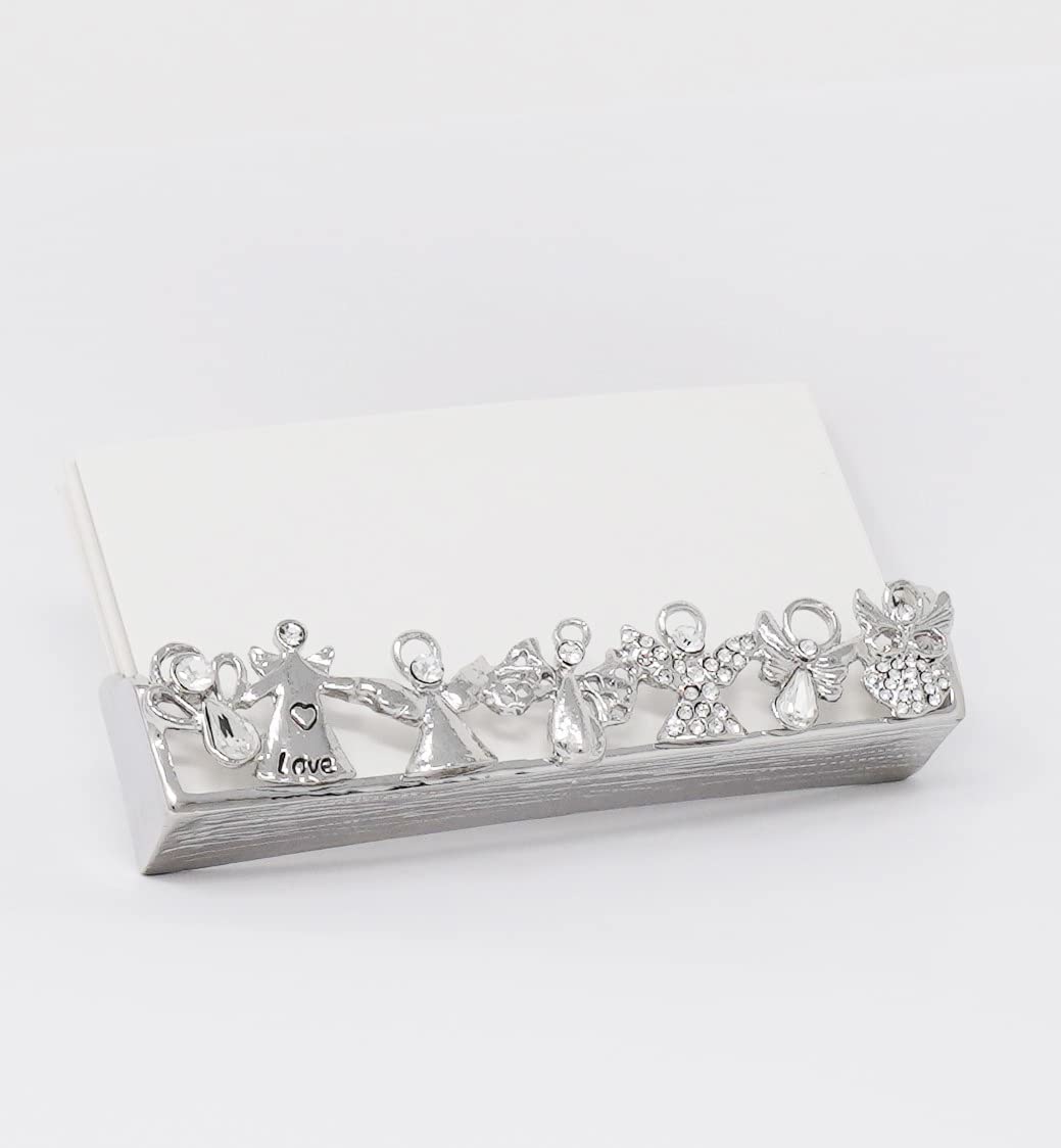 Echomerx Elegant Bejeweled Crystal Business Card Holder Stand for Women - Perfect for Office Desk, Reception & Professional Networking Events