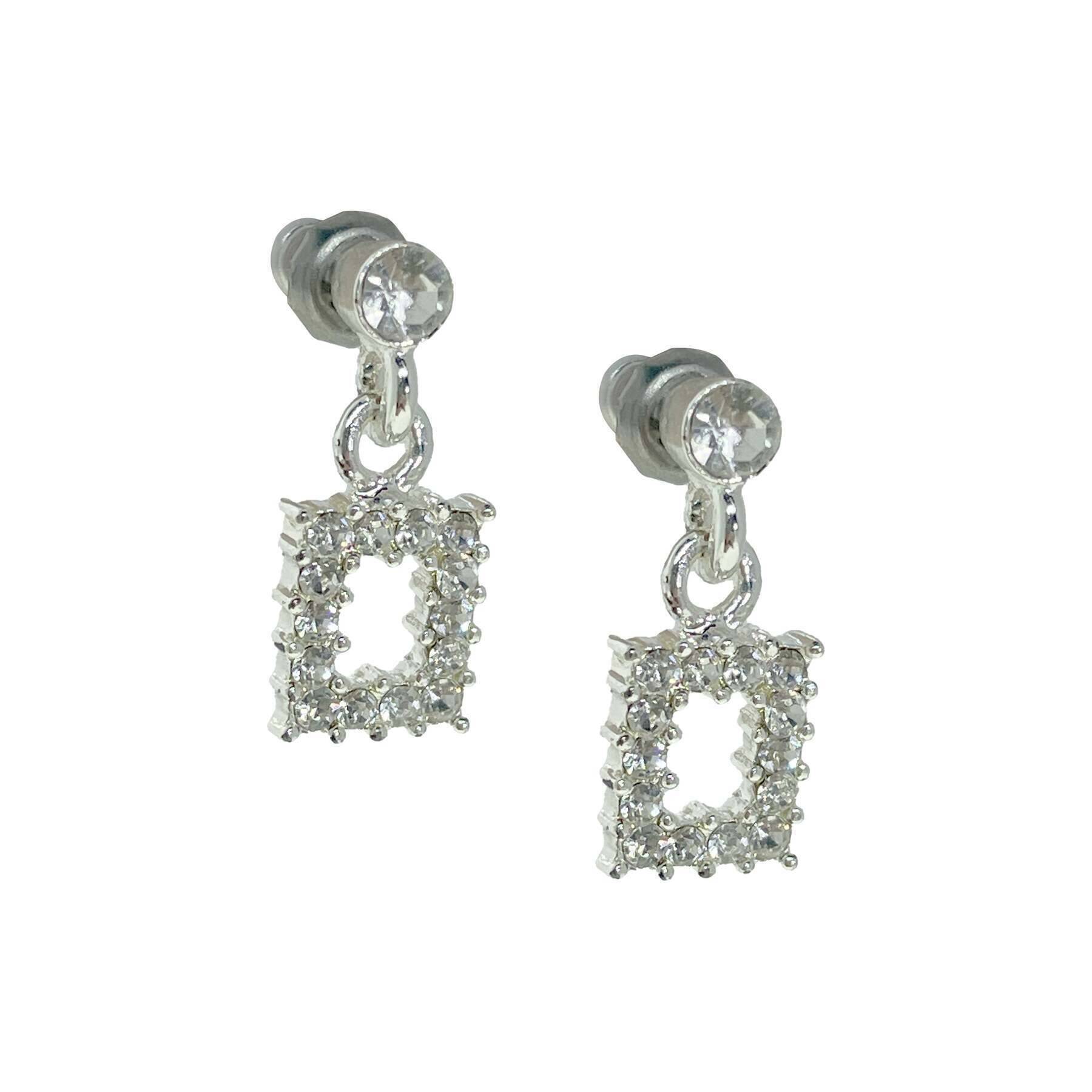 1928 Austrian Crystal Rectangular Post Drop Earrings - Elegant Dangle Earrings for Women, Perfect for Weddings, Parties & Special Occasions