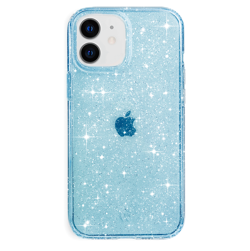 Blue Stardust Glitter iPhone Case - Shatterproof Protective Cover for iPhone 13/14/15 Pro Max - Sparkly Glitter Phone Case for Women Girls - Perfect for Parties, Travel & Everyday Use