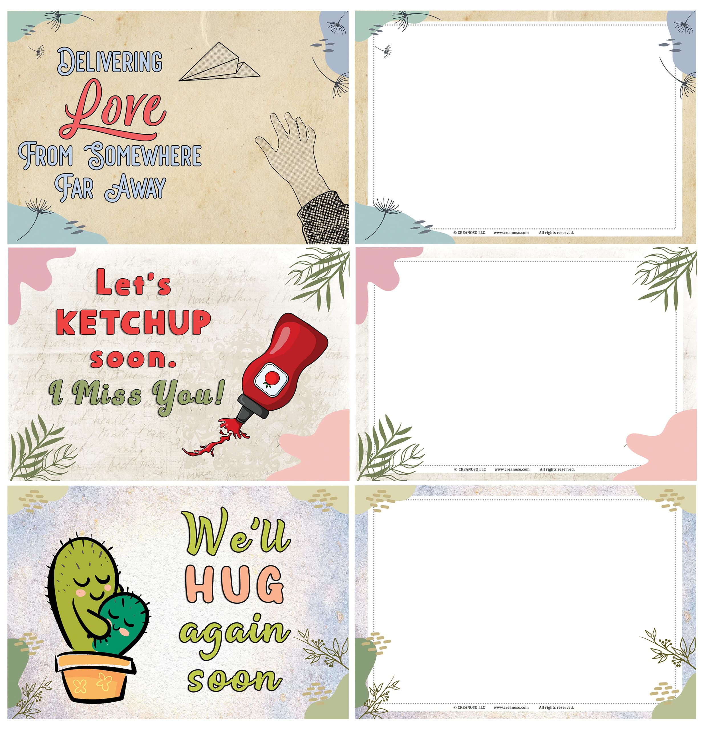 I Miss You Postcards - 60 Unique Greeting Cards for Adults & Professionals | Perfect Gift for Loved Ones