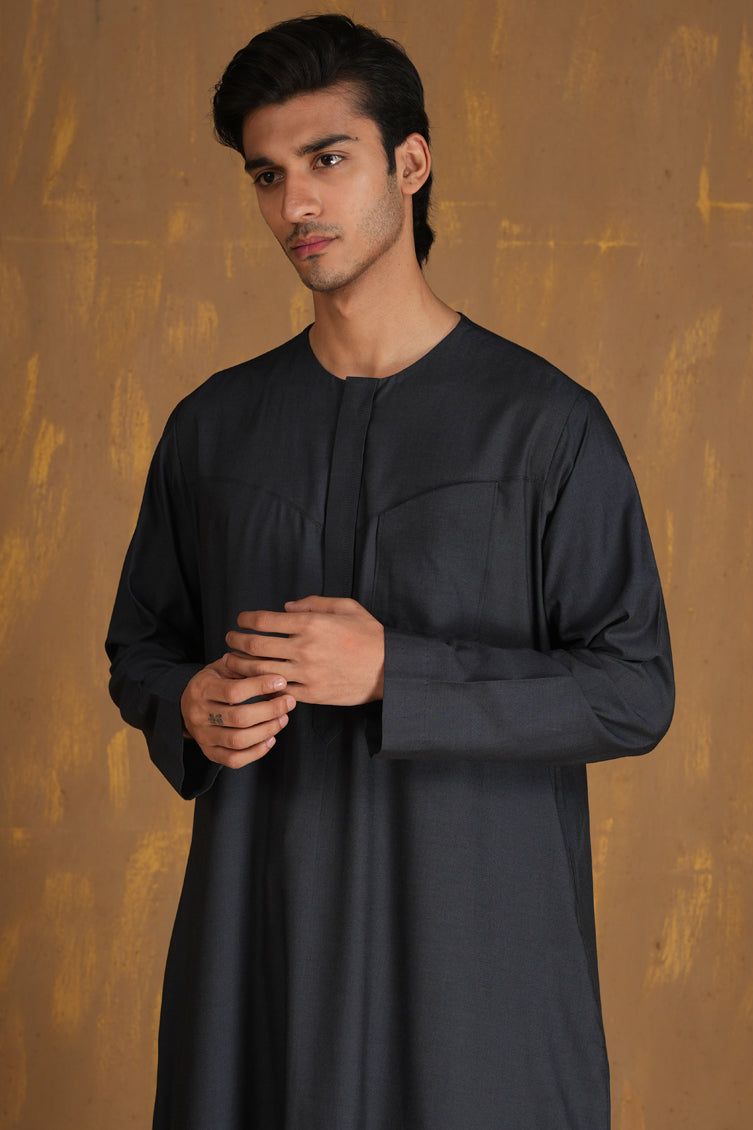 Premium Blended Denim Blue Jubba by J. Junaid Jamshed - Stylish Islamic Prayer Outfit for Men | Perfect for Eid, Friday Prayers & Special Occasions