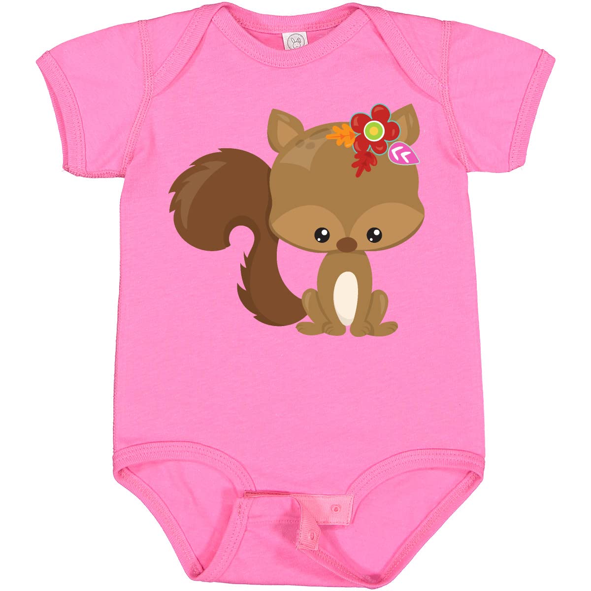 Inktastic Spring Animals Baby Bodysuit - Adorable Squirrel & Colorful Flowers Design - Soft Cotton Infant Onesie for Spring Outings, Photo Shoots & Playdates