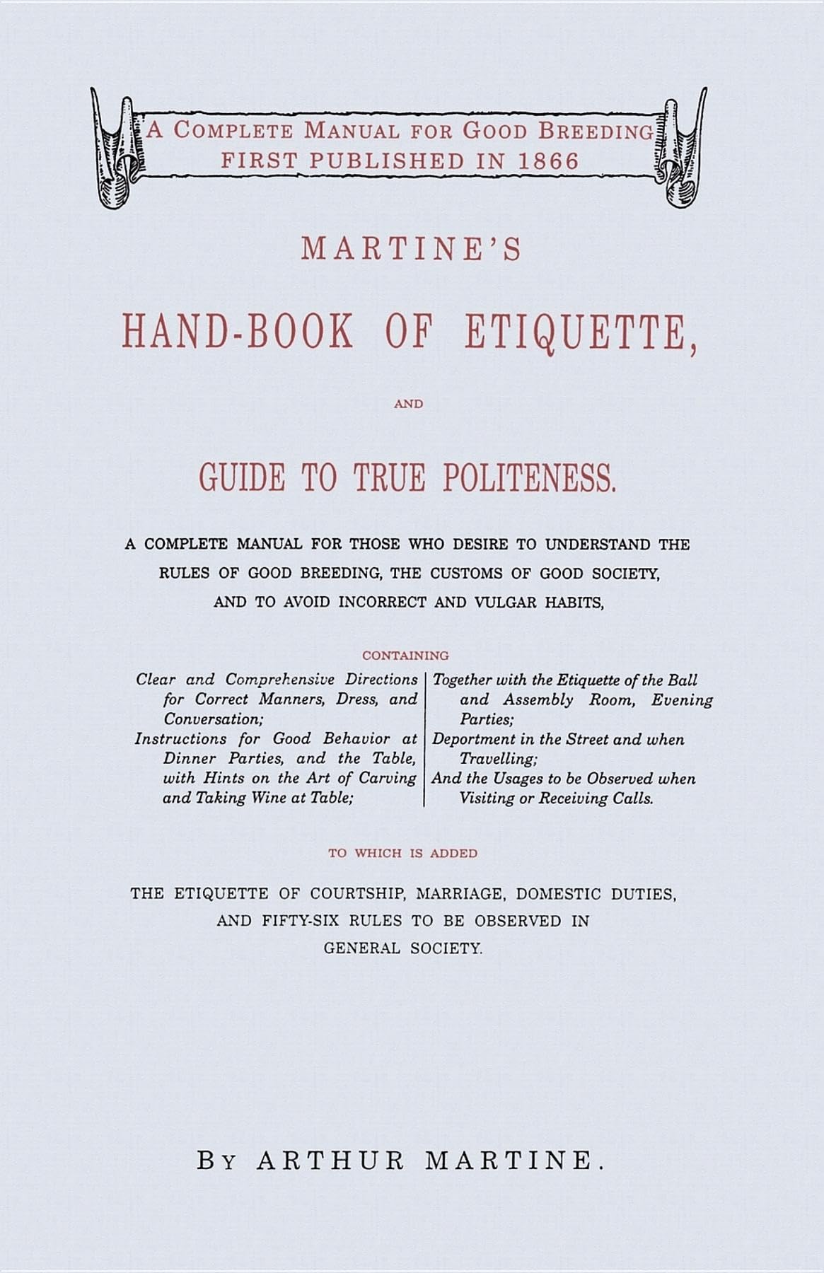 Martine's Handbook of Etiquette - Classic Social Manners Guide by Applewood Books - Perfect for Weddings, Dinner Parties & Professional Networking