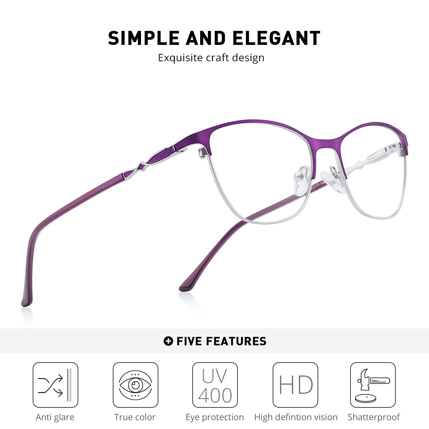 Retro Cat Eye Reading Glasses for Women - Fashionable Computer Eyewear with Spring Hinges - Perfect for Reading, Office Work & Screen Time