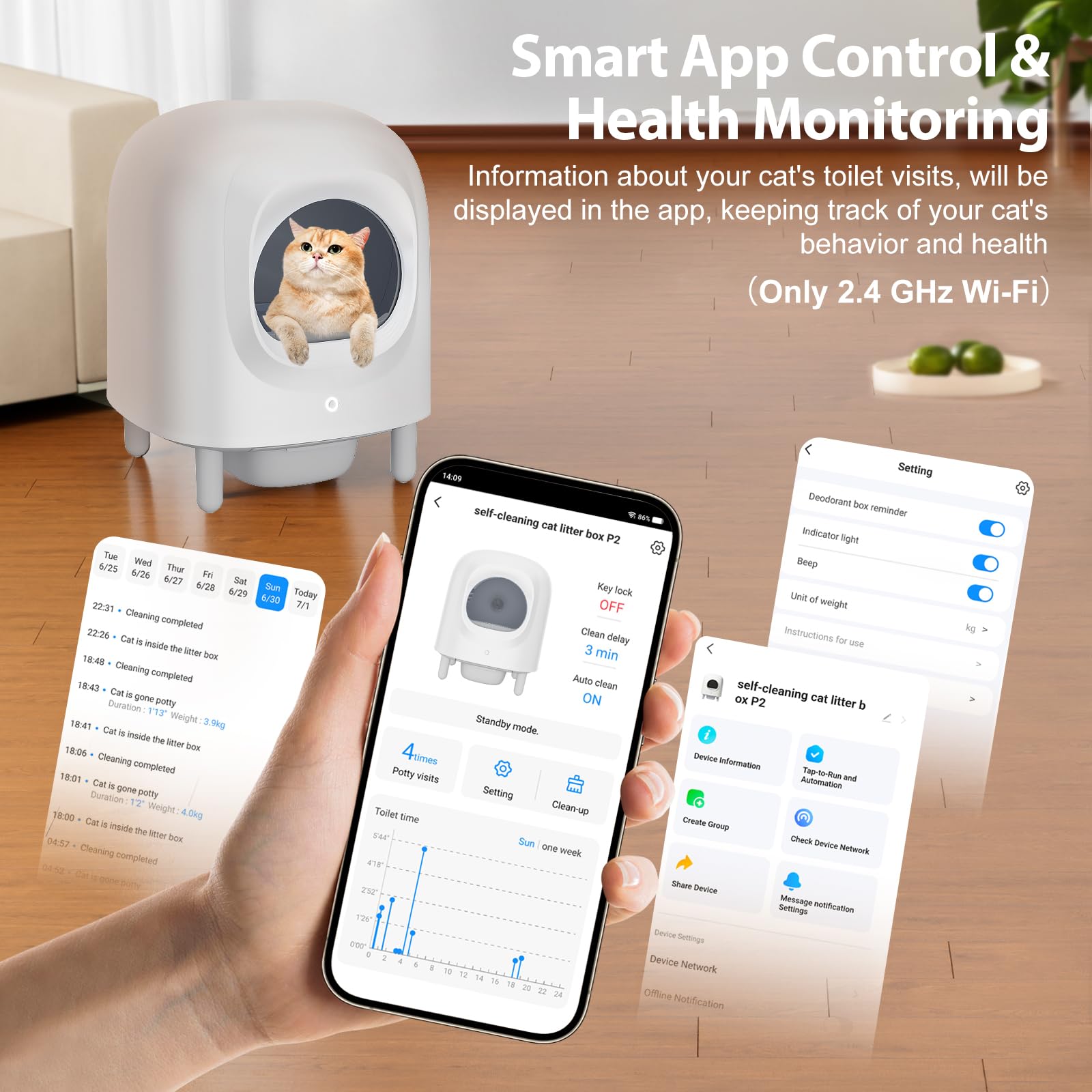 Self Cleaning Cat Litter Box - Automatic Odor Control Kitty Litter Box with APP Remote Monitoring, Anti-Pinch Design for Multiple Cats (Extra Large) - Perfect for Smart Homes & Busy Pet Owners