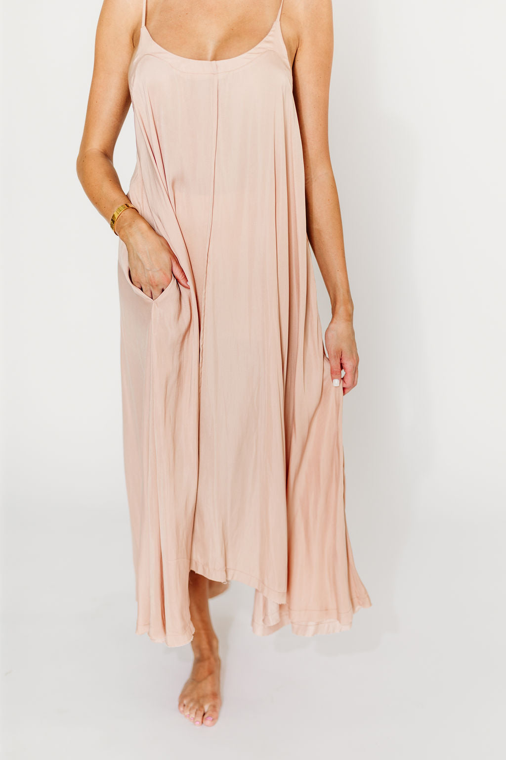 Ensley Satin Maxi Dress - Elegant Pink Clay Long Dress for Women, Perfect for Weddings, Parties & Special Occasions