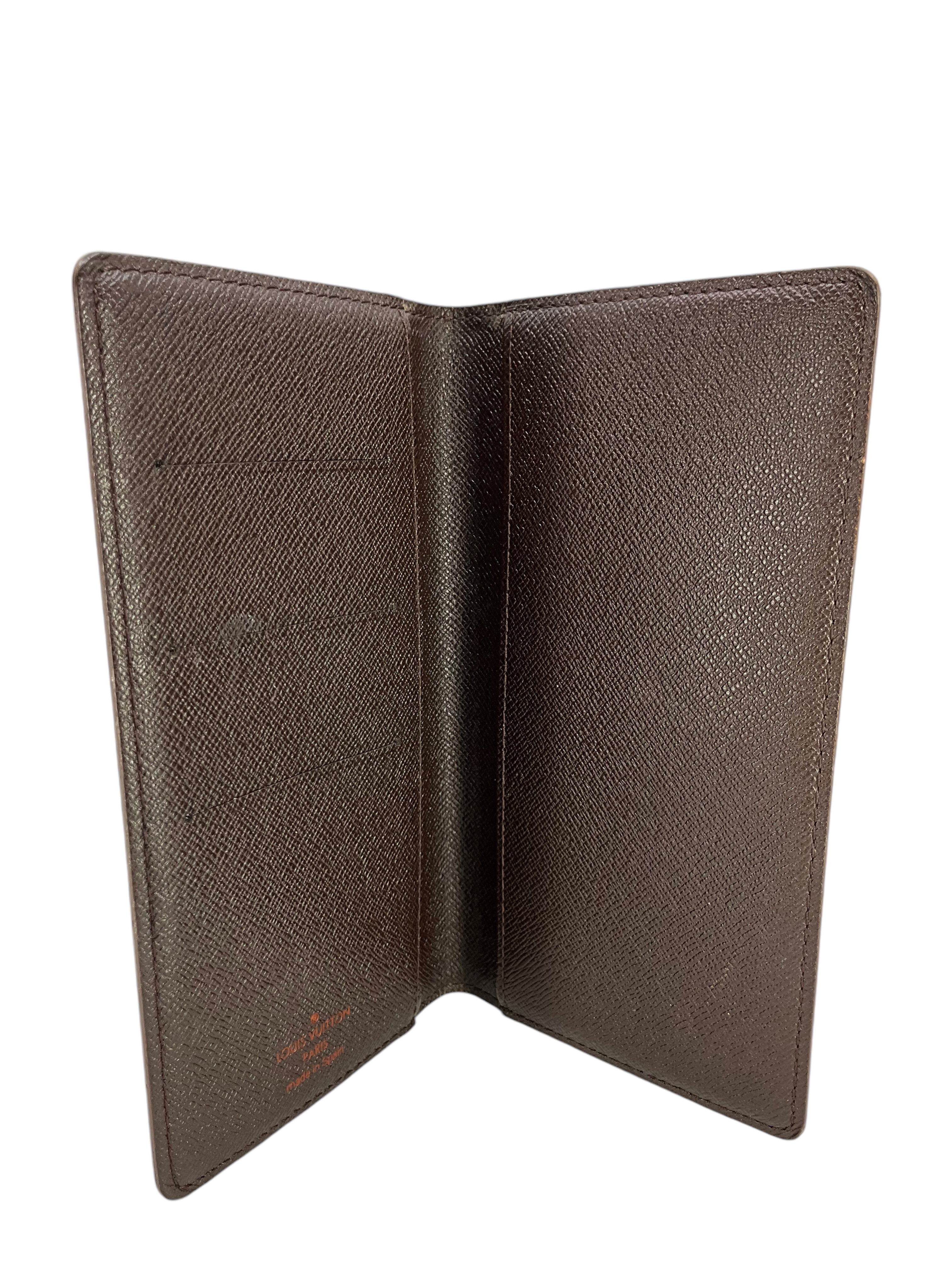 Louis Vuitton Damier Ebene Canvas Bi-Fold Checkbook Wallet - Luxury Leather Card Holder for Men & Women - Perfect for Business, Travel and Everyday Use